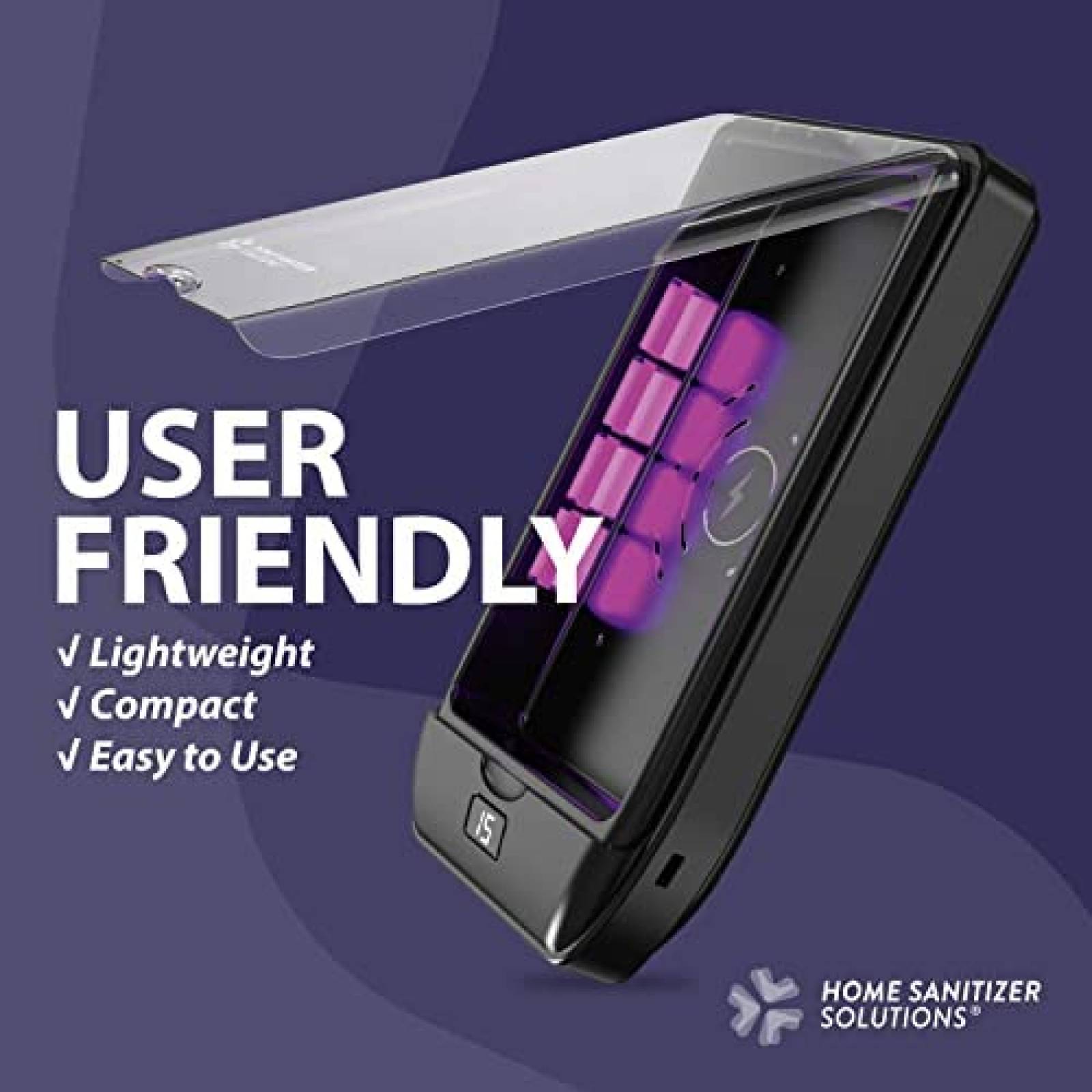 Desinfectante de telefono HOME SANITIZER SOLUTIONS UV -Negro