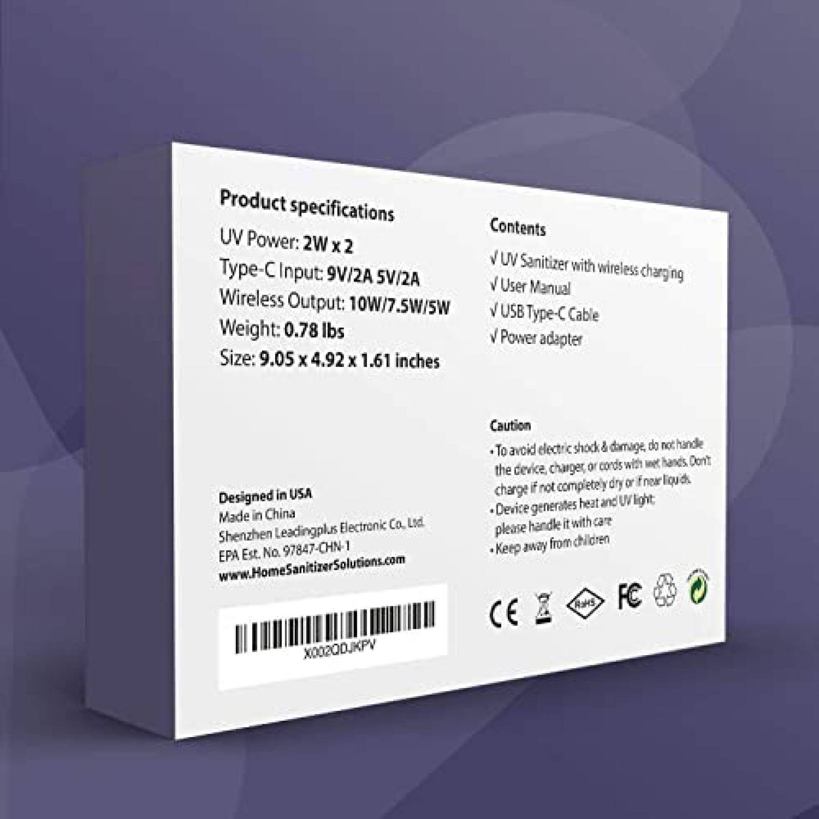 Desinfectante de telefono HOME SANITIZER SOLUTIONS UV -Negro