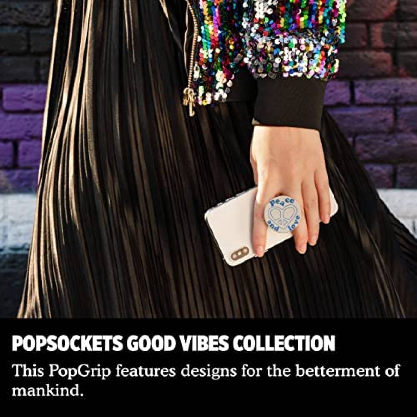 Agarre de Celular PopSockets Popgrip Peace and Love -Blanco