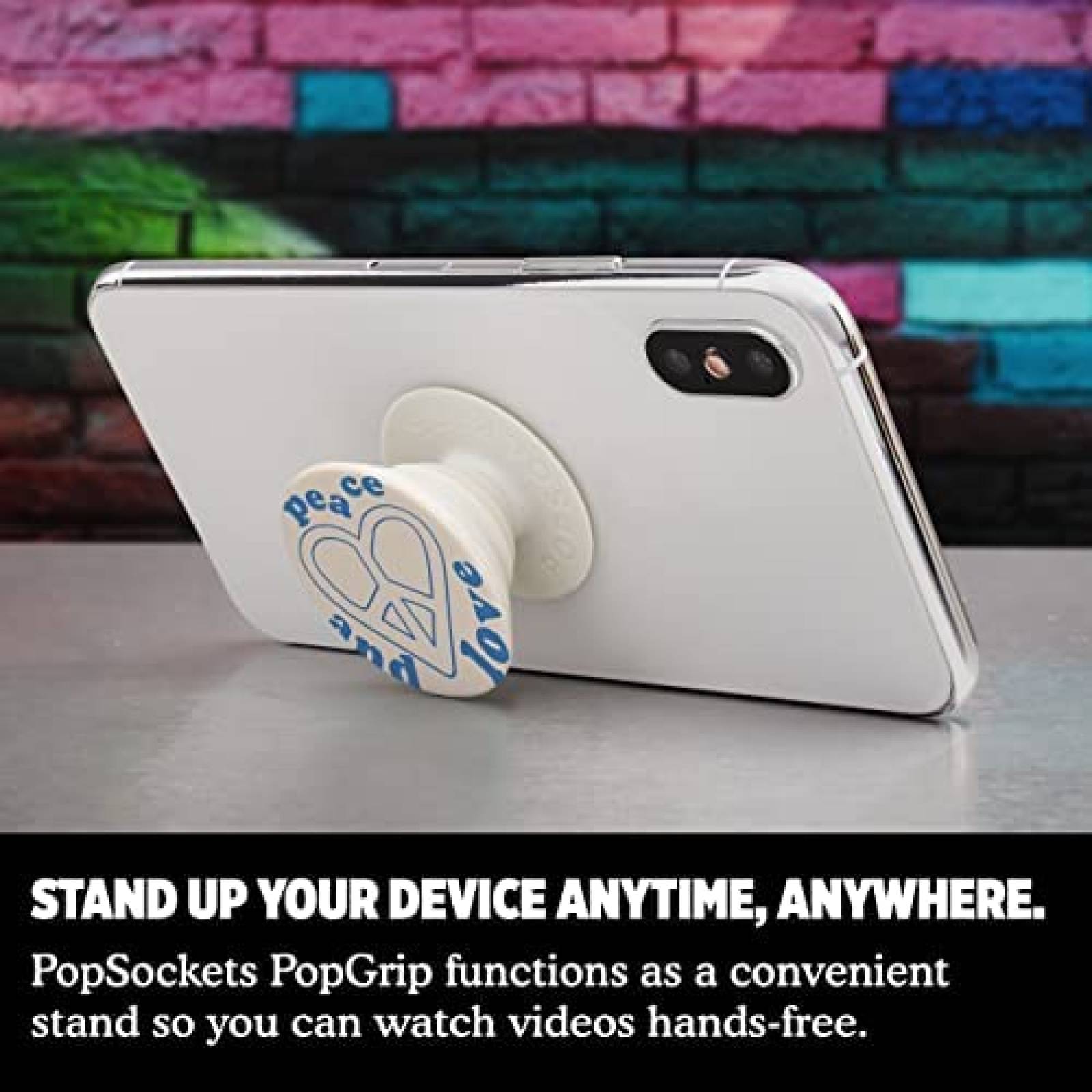 Agarre de Celular PopSockets Popgrip Peace and Love -Blanco