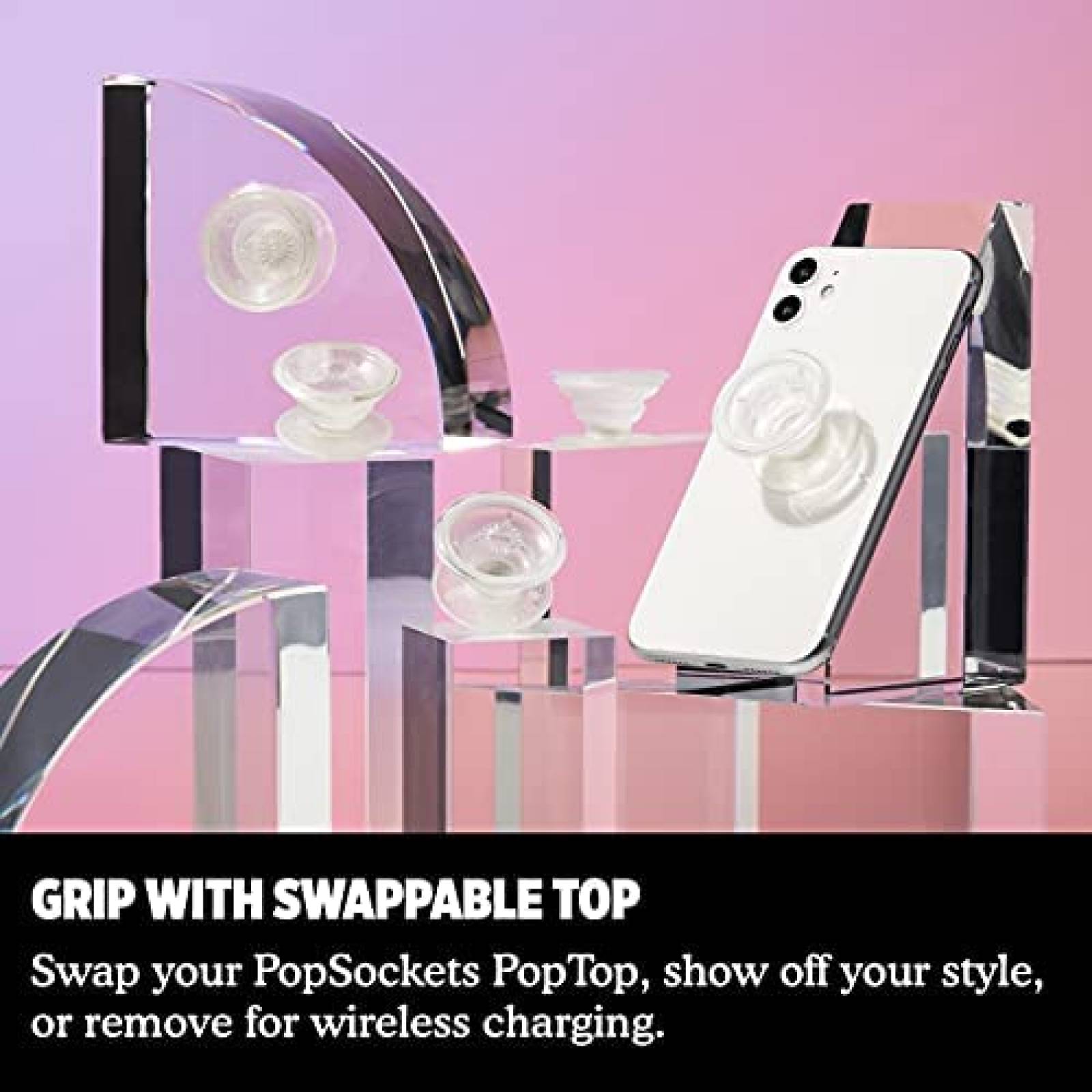 Soporte PopSockets Expandible Intercambiable -Transparente