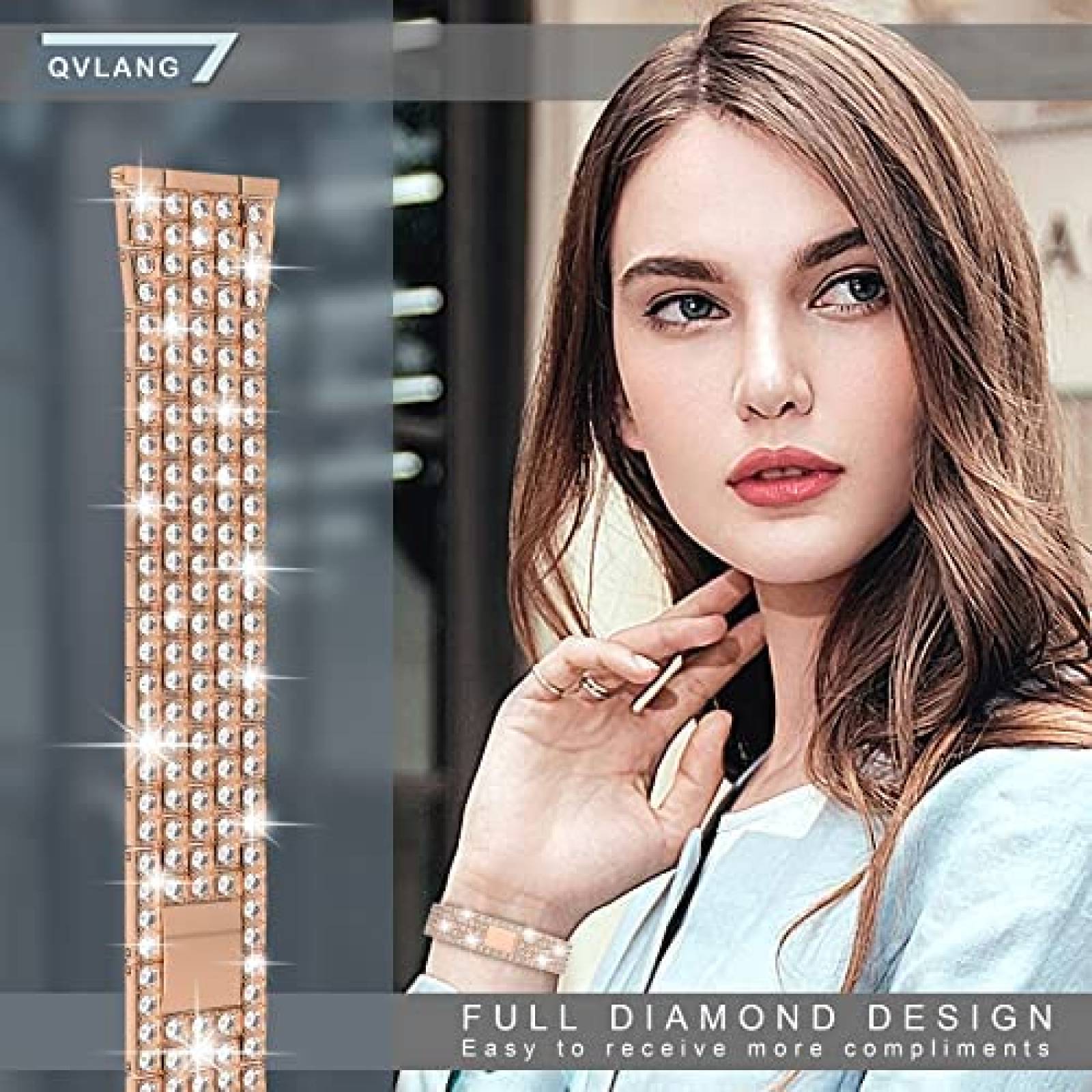 Correa para Samsung Galaxy Watch 4 QVLANG con diamantes