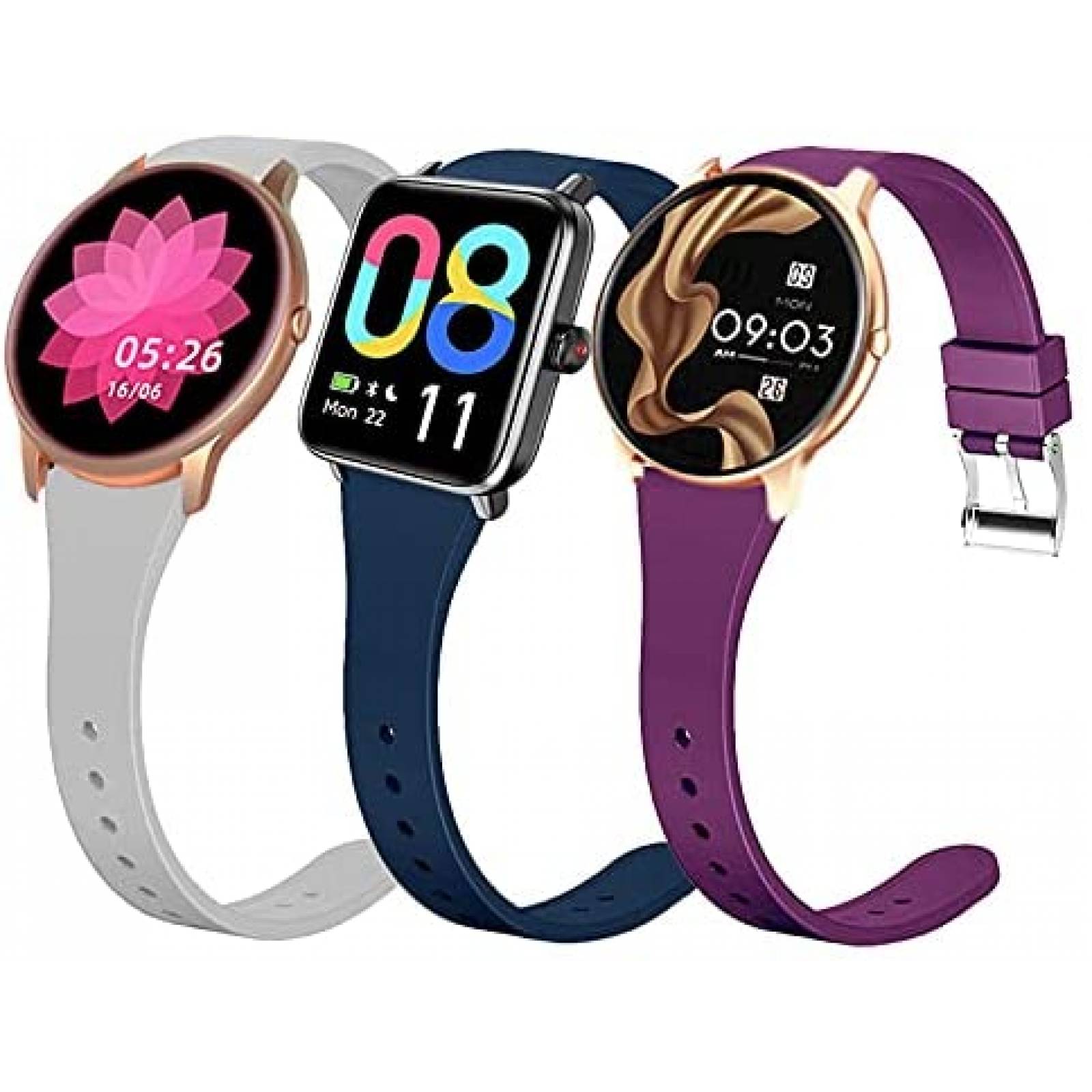 Correa Smaate para Reloj YAMAY 022 3 Pzs -Azul/Morado/Plata