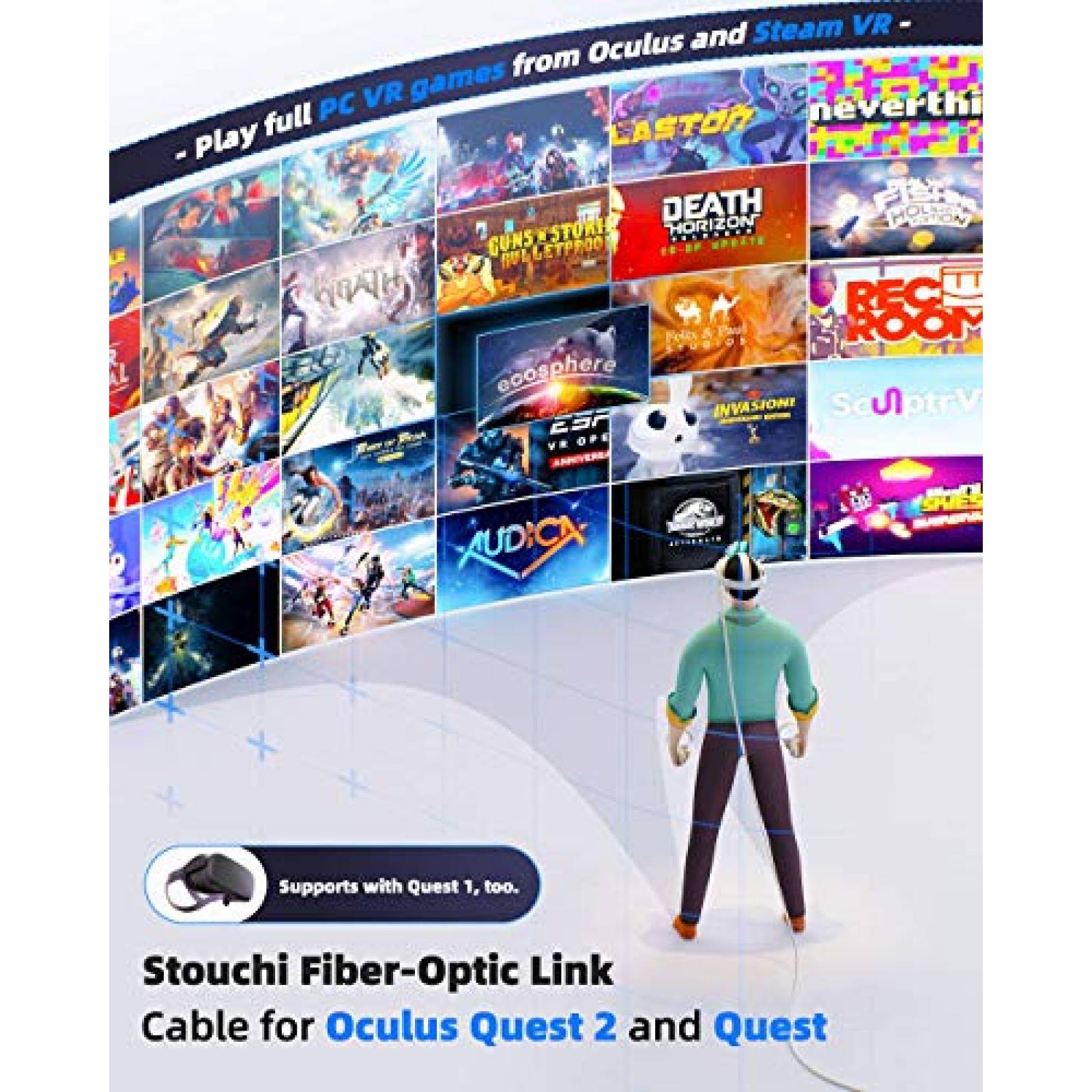 Cable USB Stouchi Oculus Link Tipo C a Tipo A 16ft 5Gbps