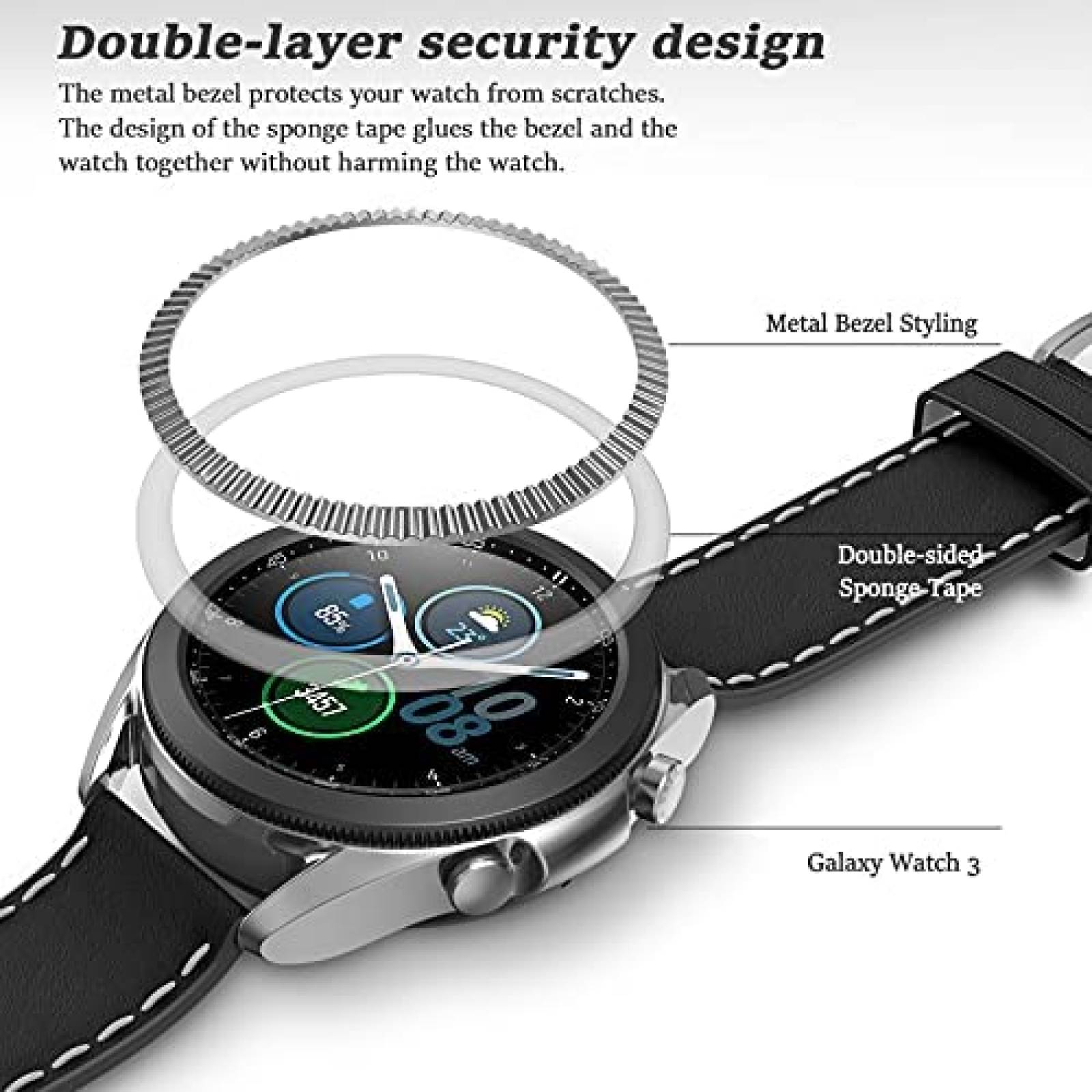 Cubierta de bisel Tensea para Galaxy Watch 3 de acero anillo