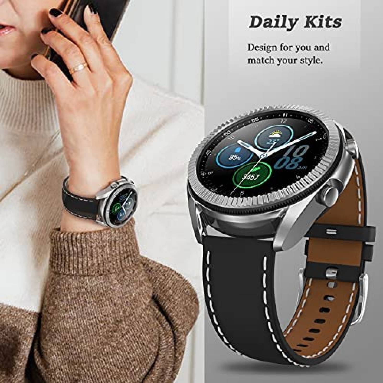 Cubierta de bisel Tensea para Galaxy Watch 3 de acero anillo