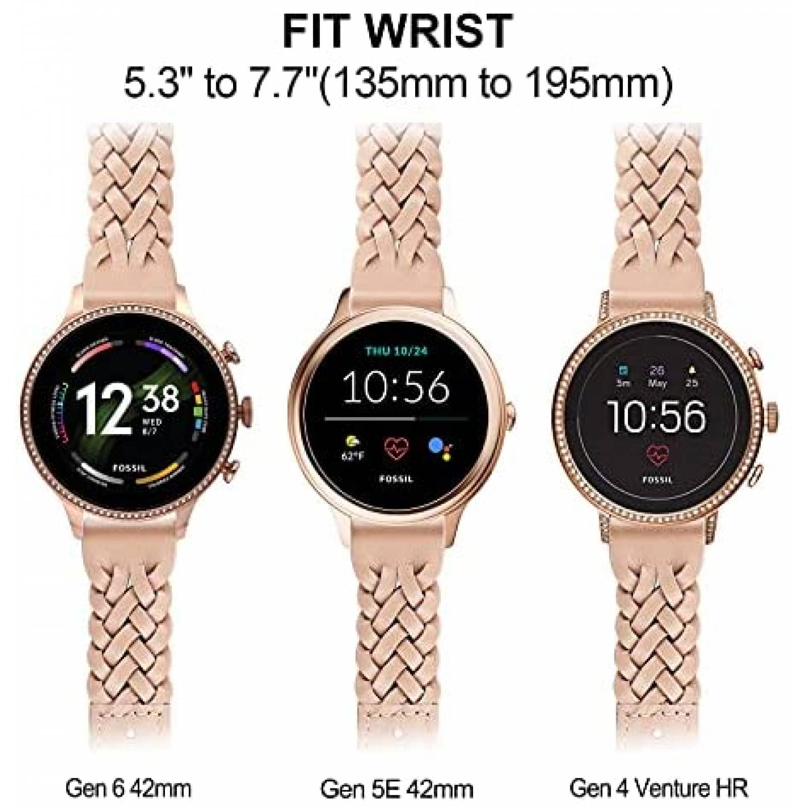 Correa smartwatch TRUMiRR Fossil Mujer 42mm Cuero -Rosa