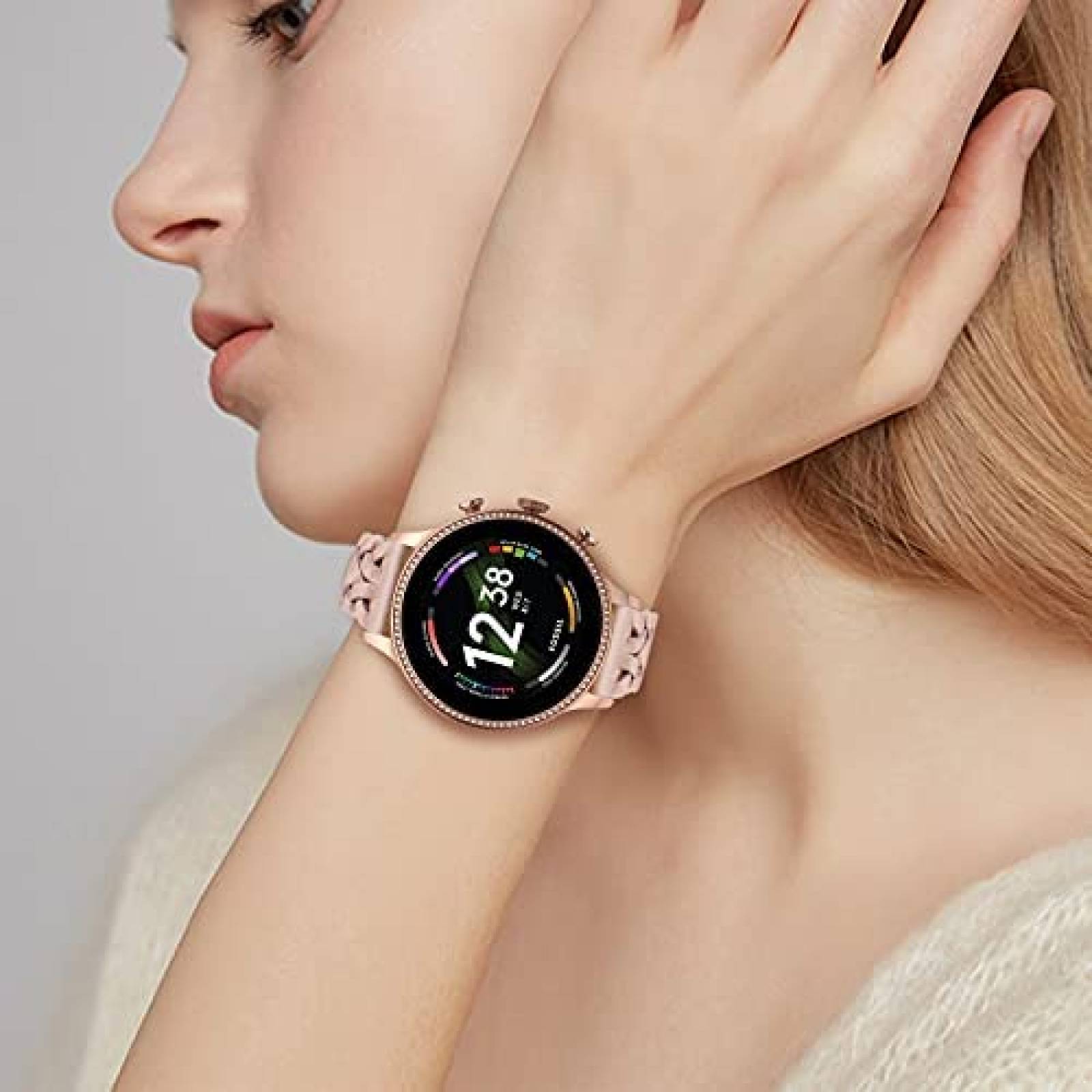 Correa smartwatch TRUMiRR Fossil Mujer 42mm Cuero -Rosa