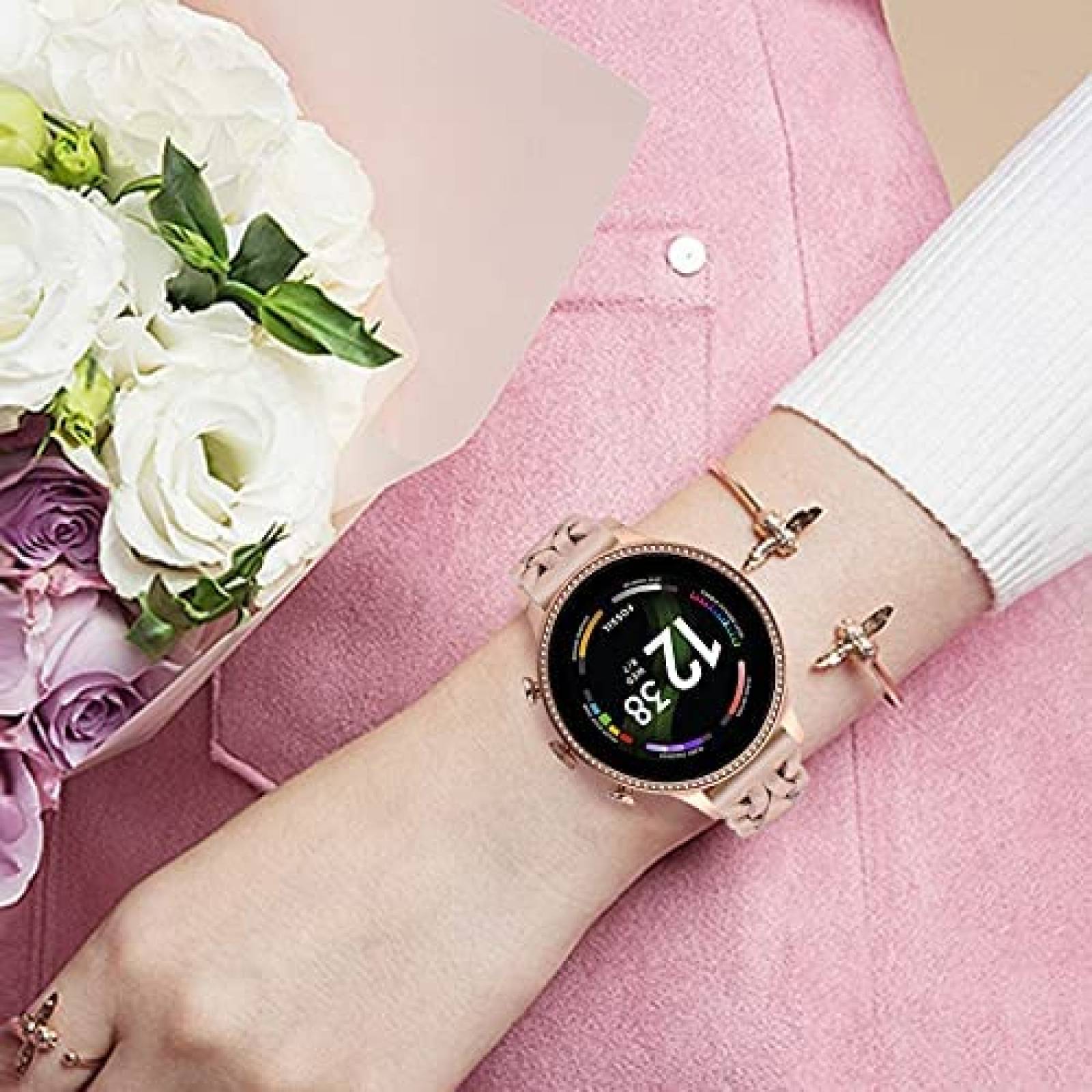 Correa smartwatch TRUMiRR Fossil Mujer 42mm Cuero -Rosa