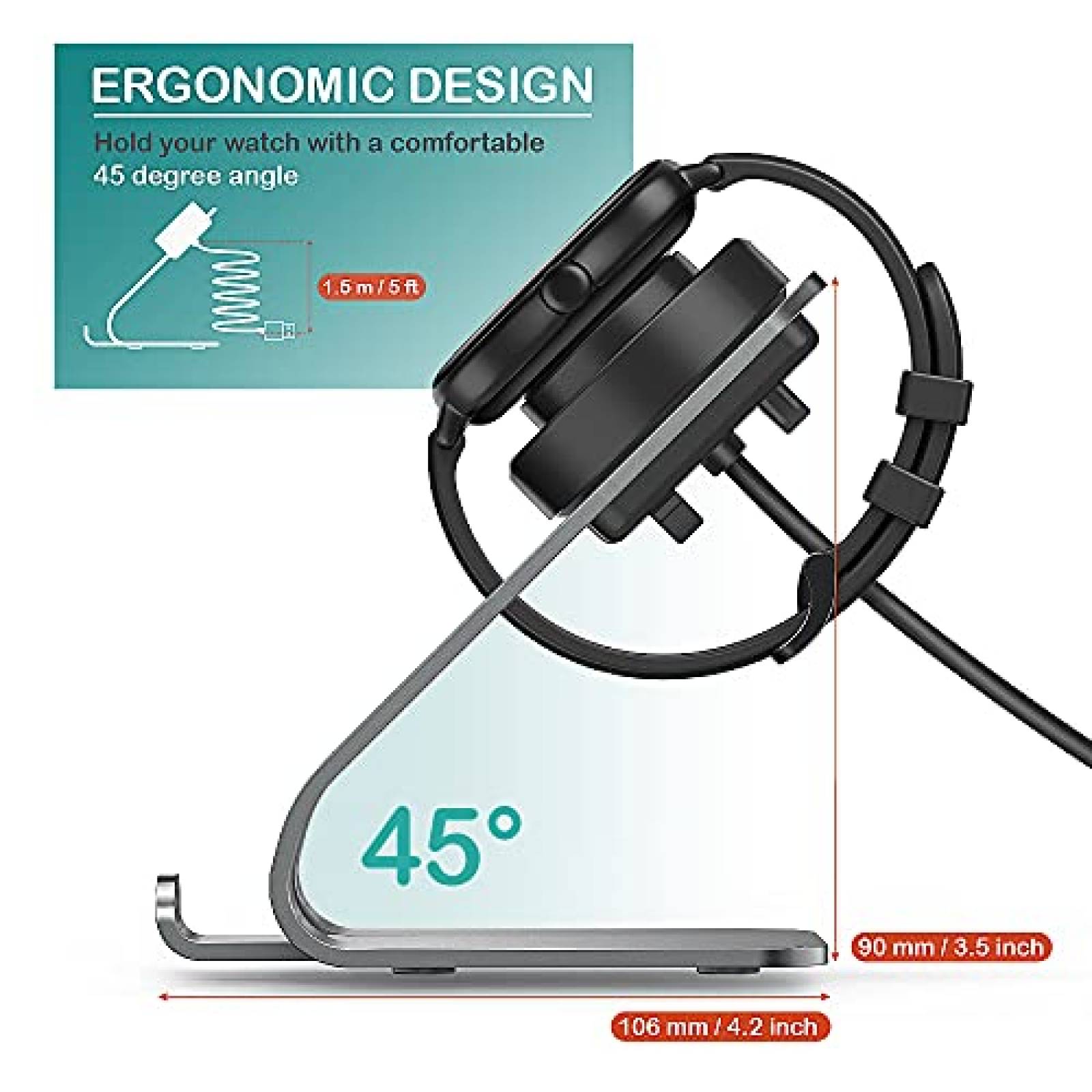 Soporte smartwatch TUSITA Amazfit GTR2 Cargador USB 150 cm