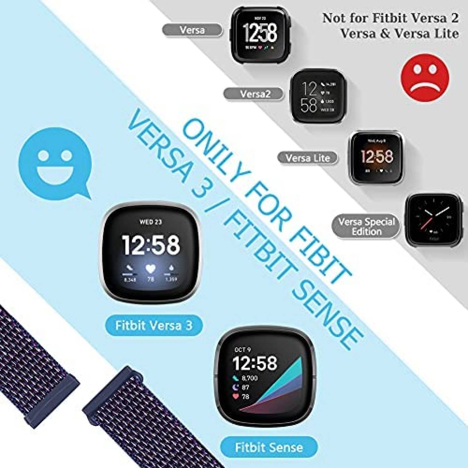 Correas para Fitbit Versa 3/Fitbit Sense XFYELE deportiva