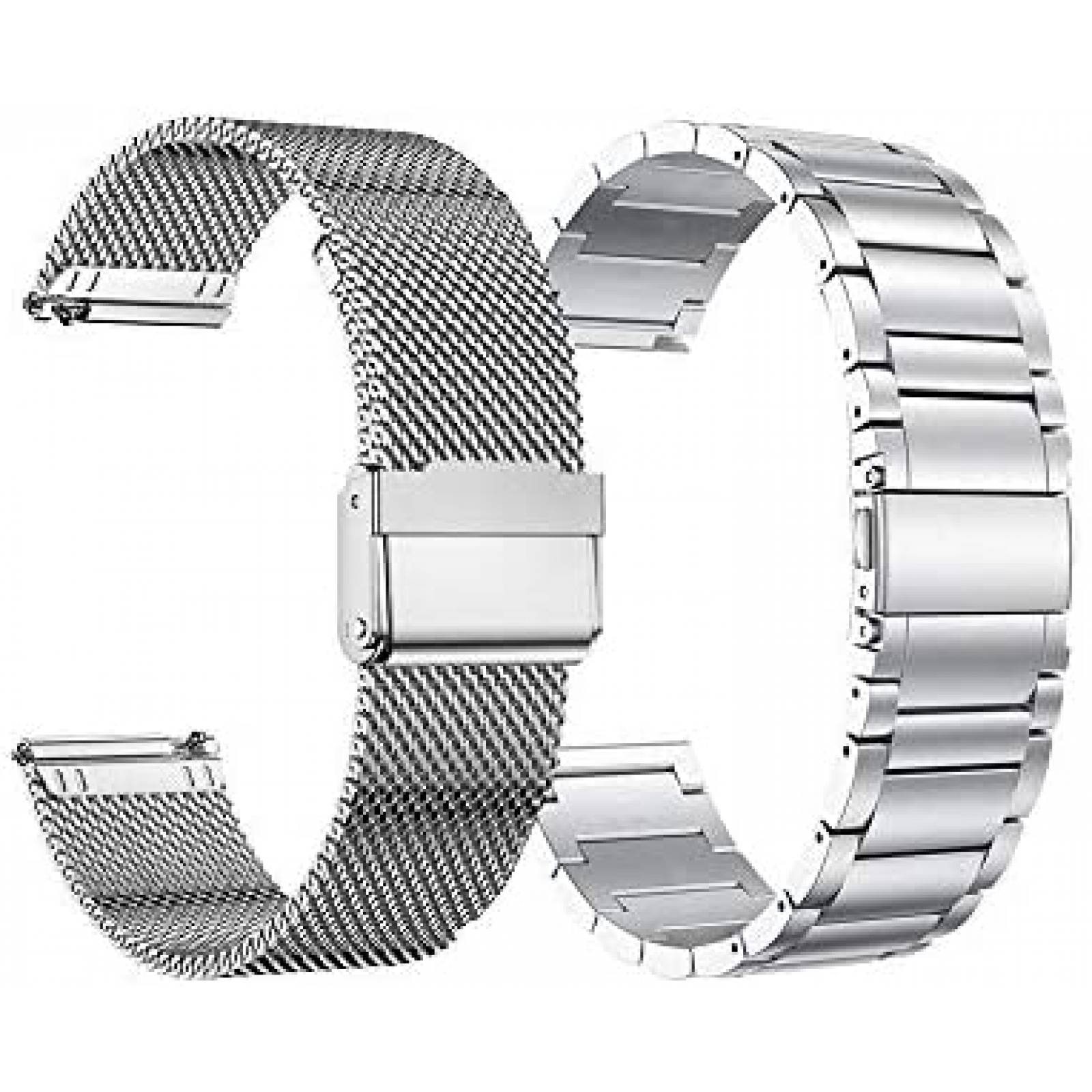 Correa de Acero Yeejok para Fossil Gen 5 22mm 2 Pzs -Plata