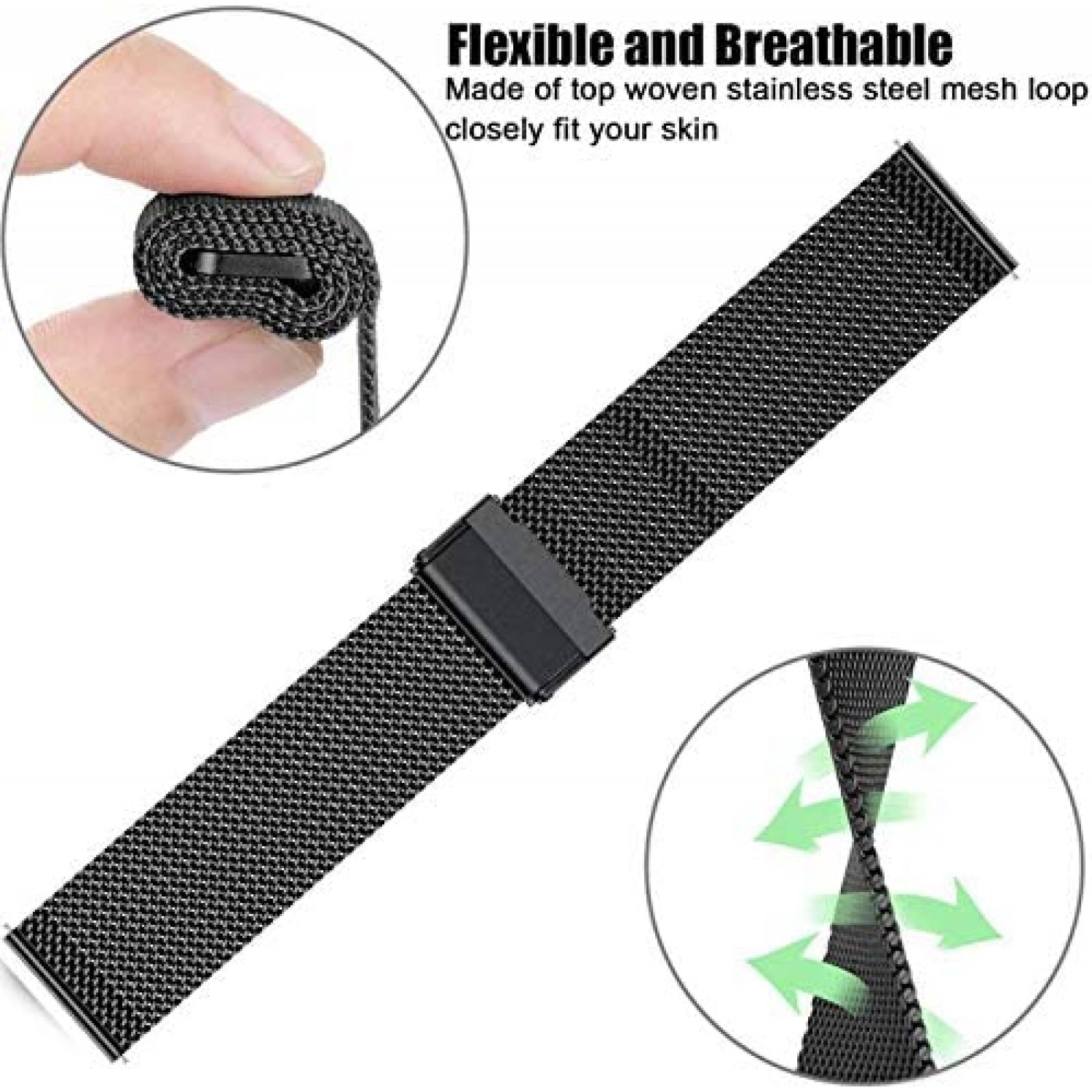 Paquete Correas Anrir para Samsung Galaxy Watch -Negro