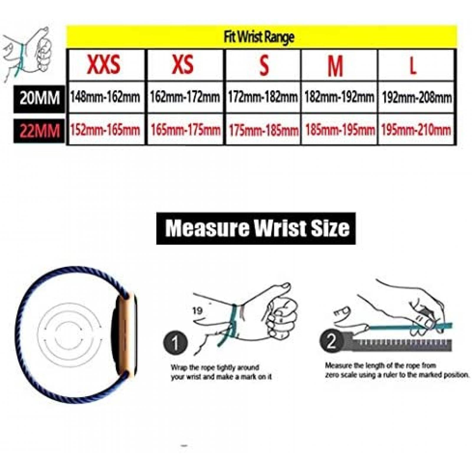 Correa Apbands de Nylon Trenzado para Galaxy Watch 4 -Negro