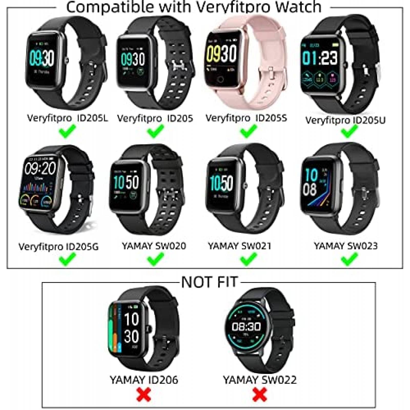 Correa smartwatch ECSEM Veryfitpro Silicon Unisex -Negro