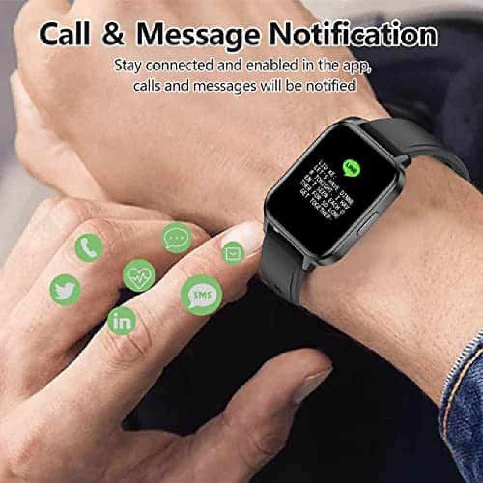 Reloj Inteligente FirYawee 1.7'' Monitoreo de Salud -Negro