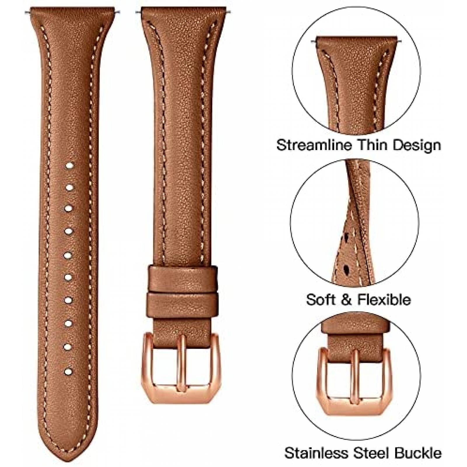 Correa para Samsung Active 2 y 4 Watch GEAK de piel -Marron