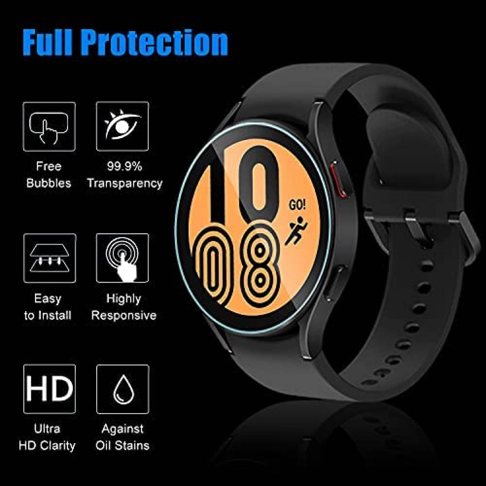 Protector de Pantalla Hierusre para Galaxy Watch 4 44mm 3Pzs