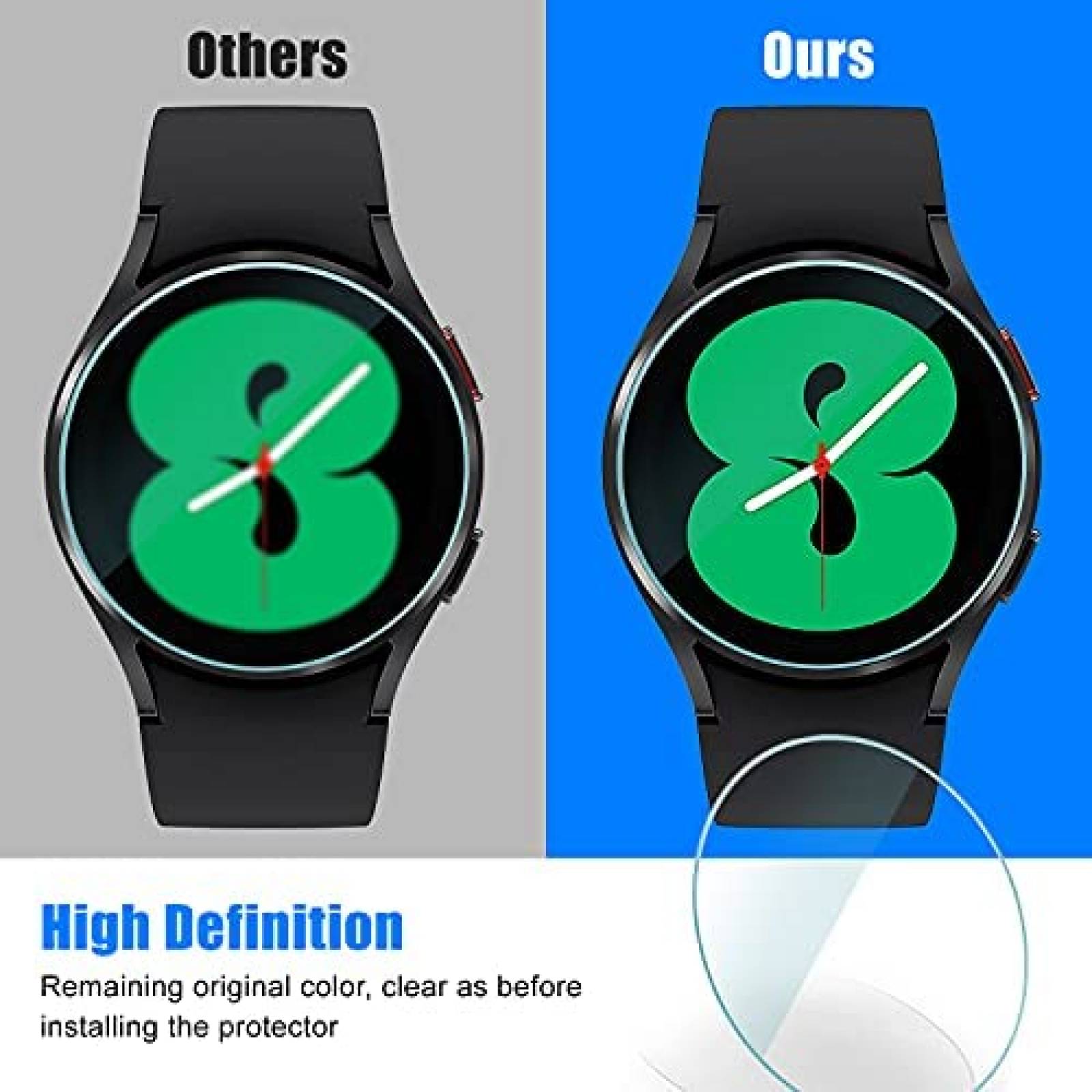 Protector de Pantalla Hierusre para Galaxy Watch 4 44mm 3Pzs