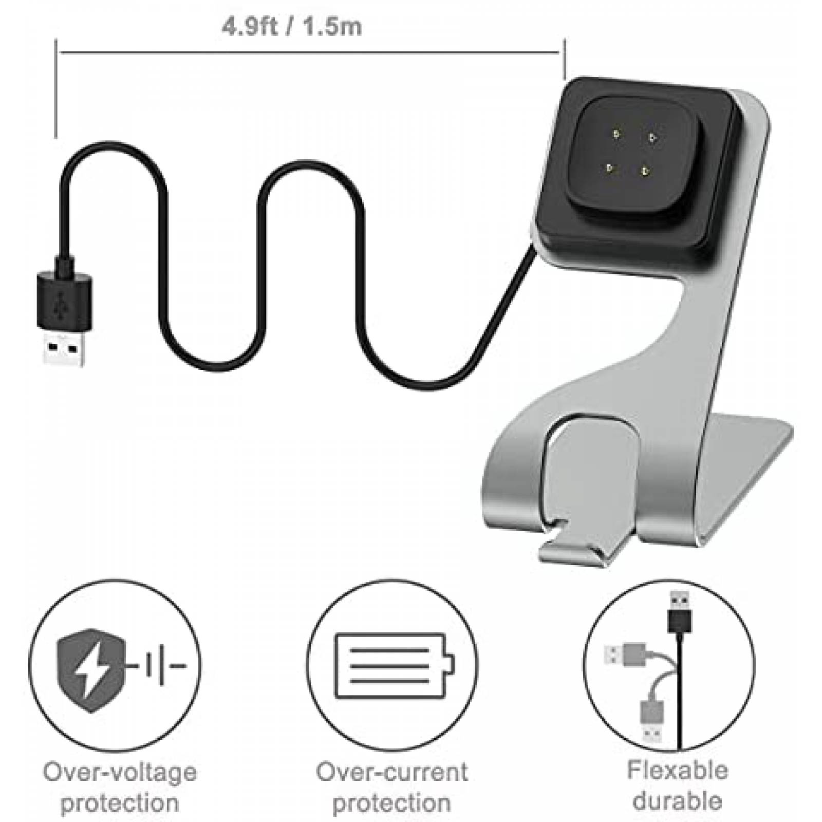 Soporte para cargador Kissmart para Fitbit Versa 3 -Gris