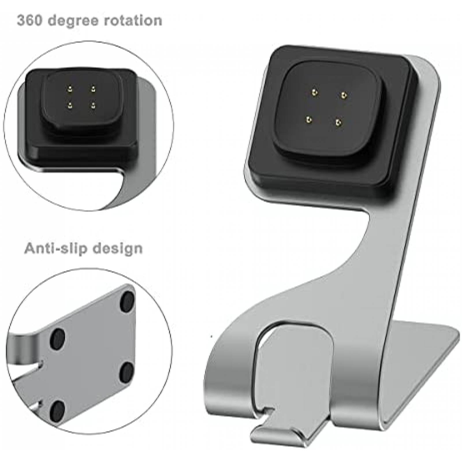 Soporte para cargador Kissmart para Fitbit Versa 3 -Gris