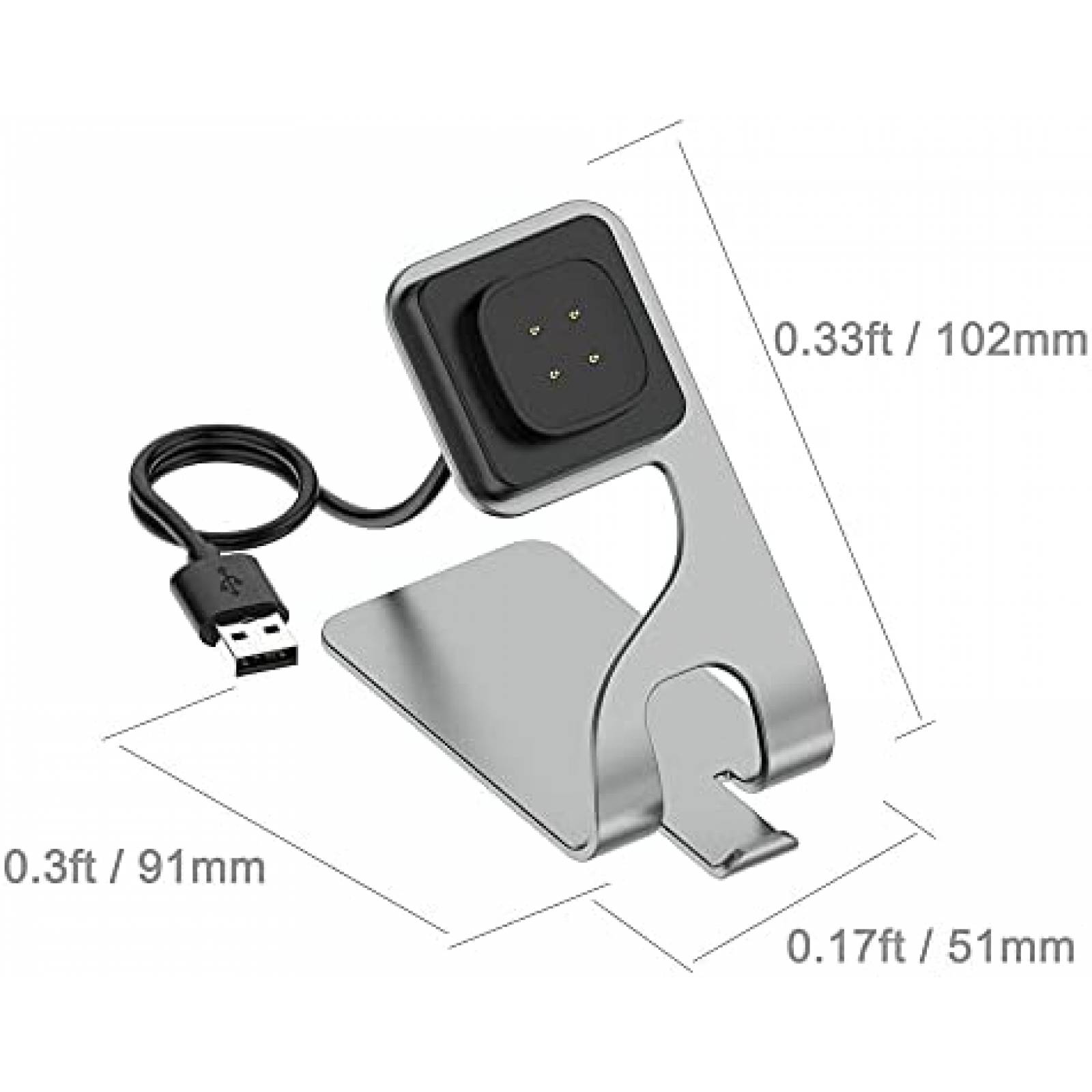 Soporte para cargador Kissmart para Fitbit Versa 3 -Gris