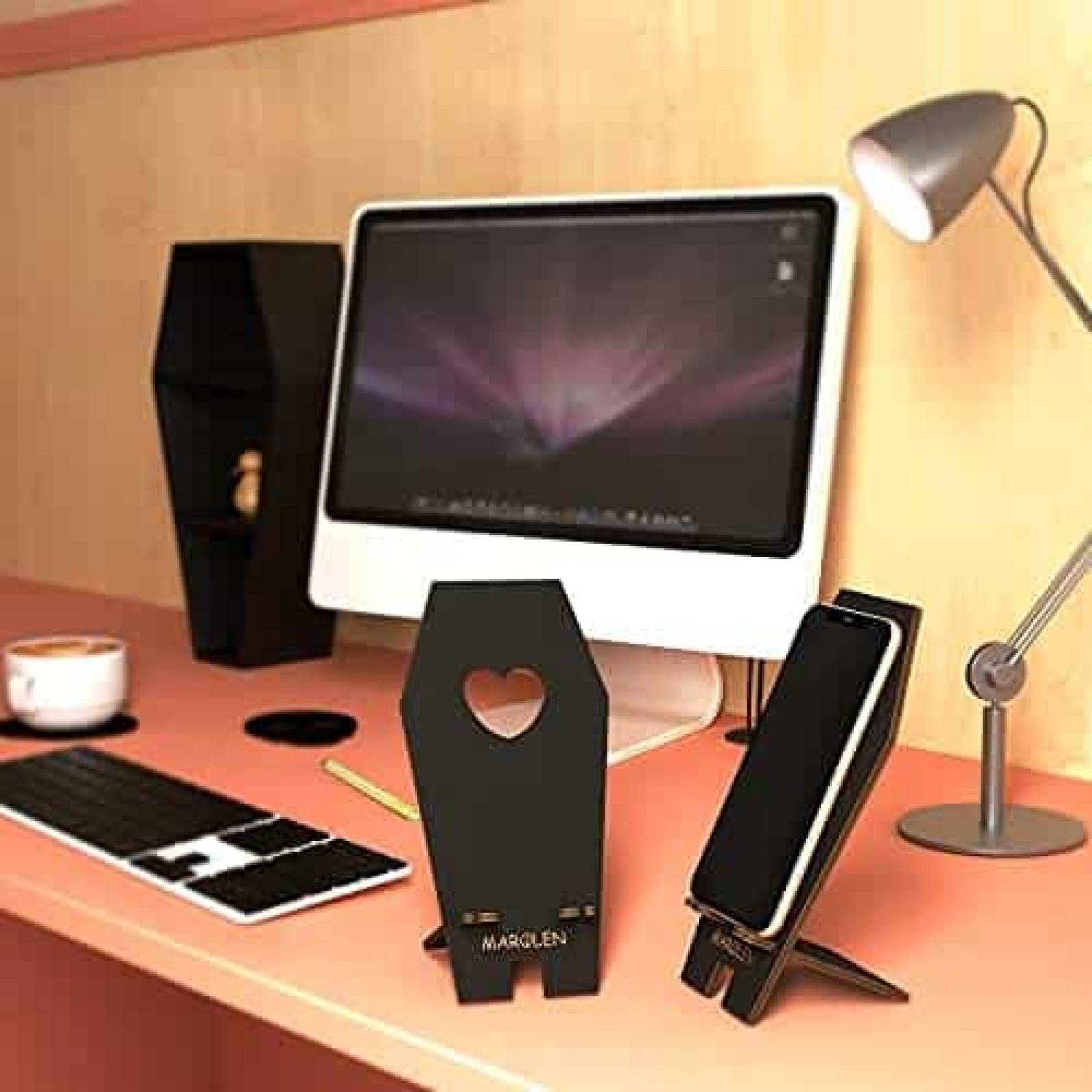 Soporte para Celular Marolen Diseo de Ataud 2pzas de Madera