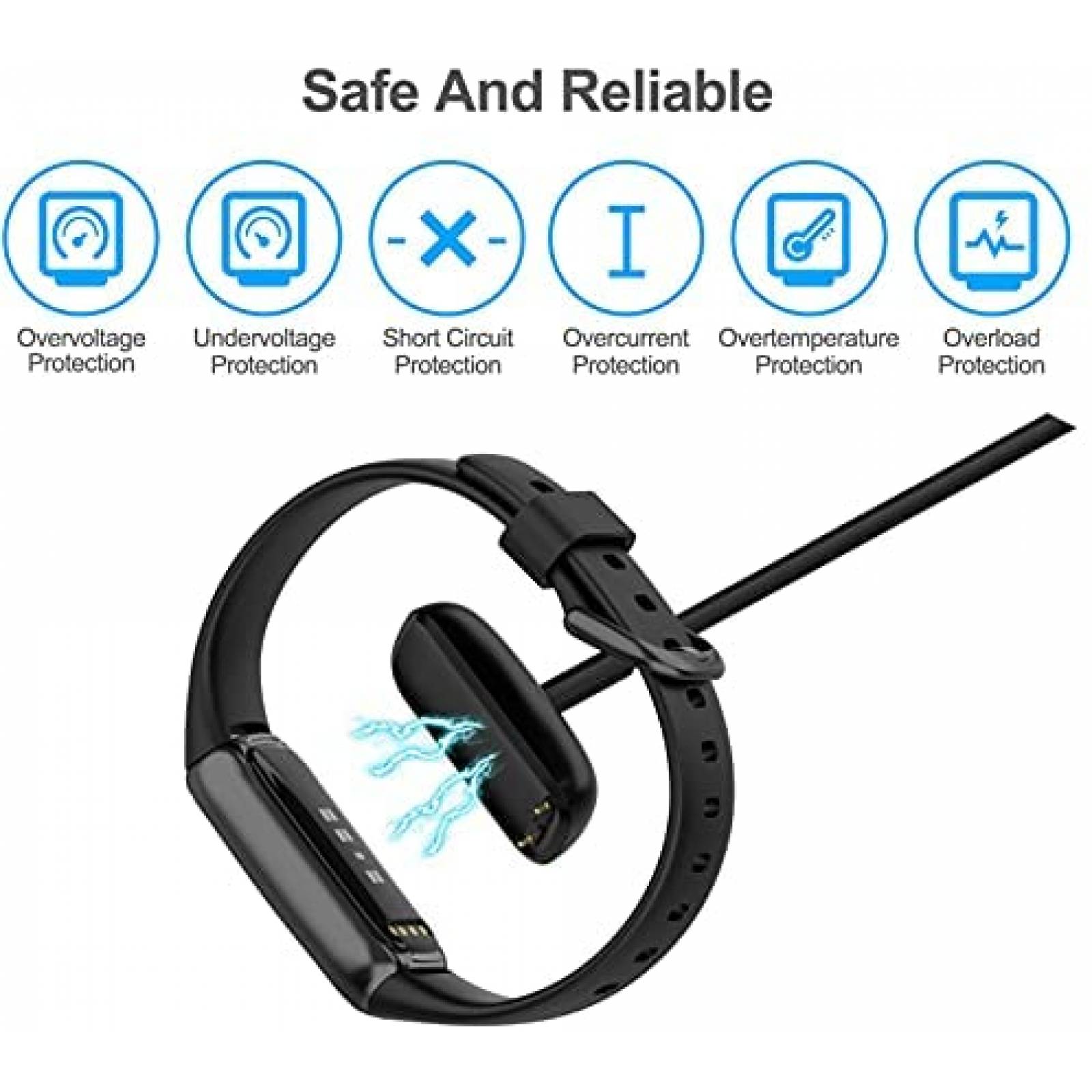 Cable Cargador Mixblu para Fitbit Luxe 3.3 Pies 2 Pzs -Negro