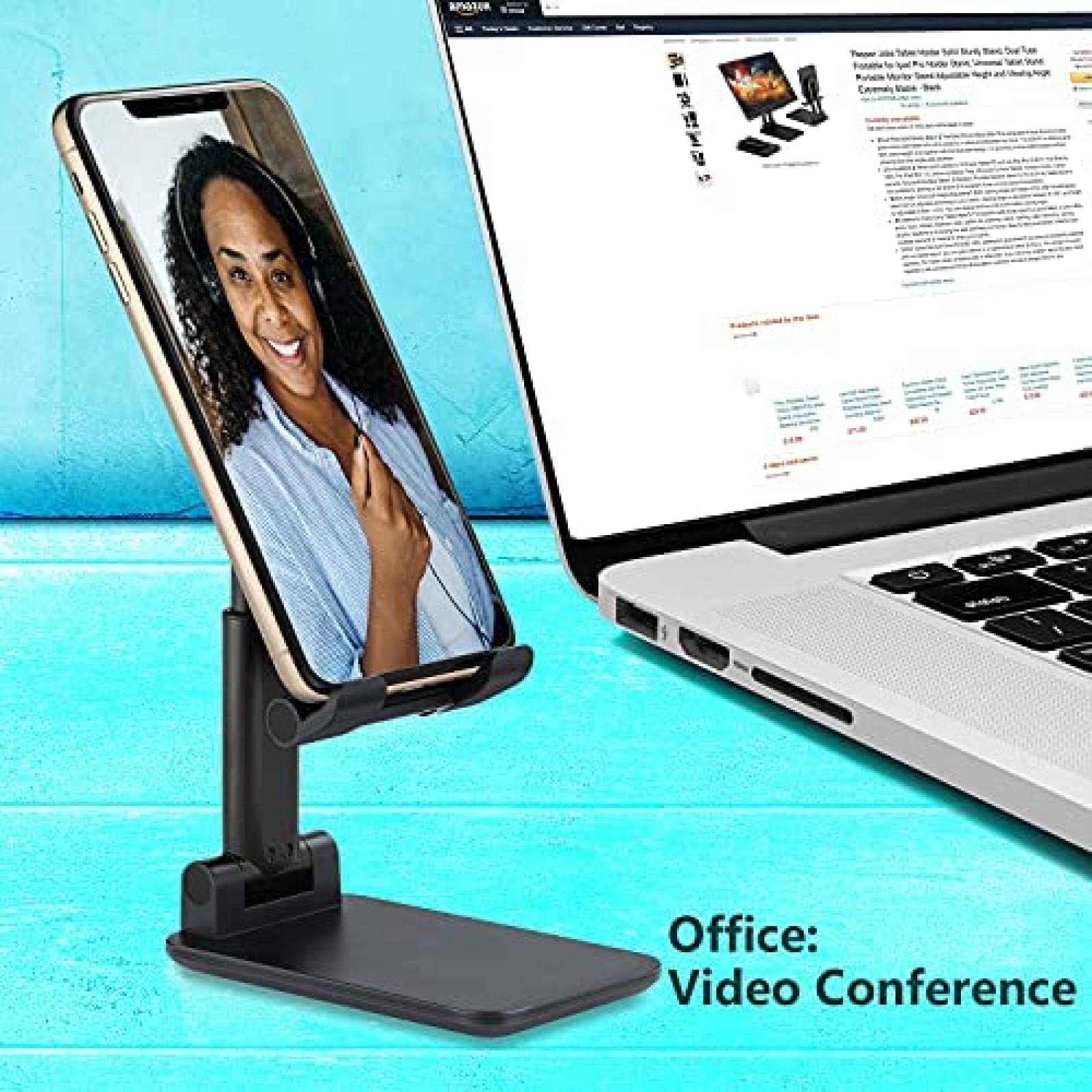 Stand para telefono PEPPER JOBS plegable de silicon -Negro