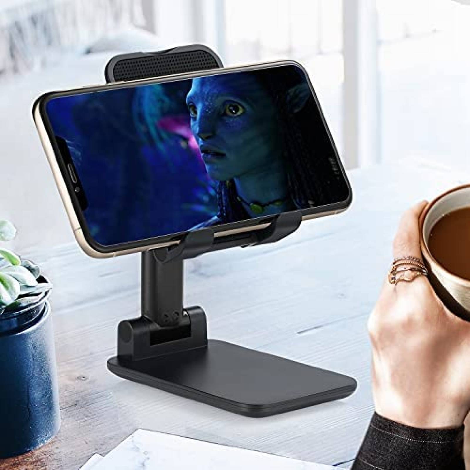 Stand para telefono PEPPER JOBS plegable de silicon -Negro