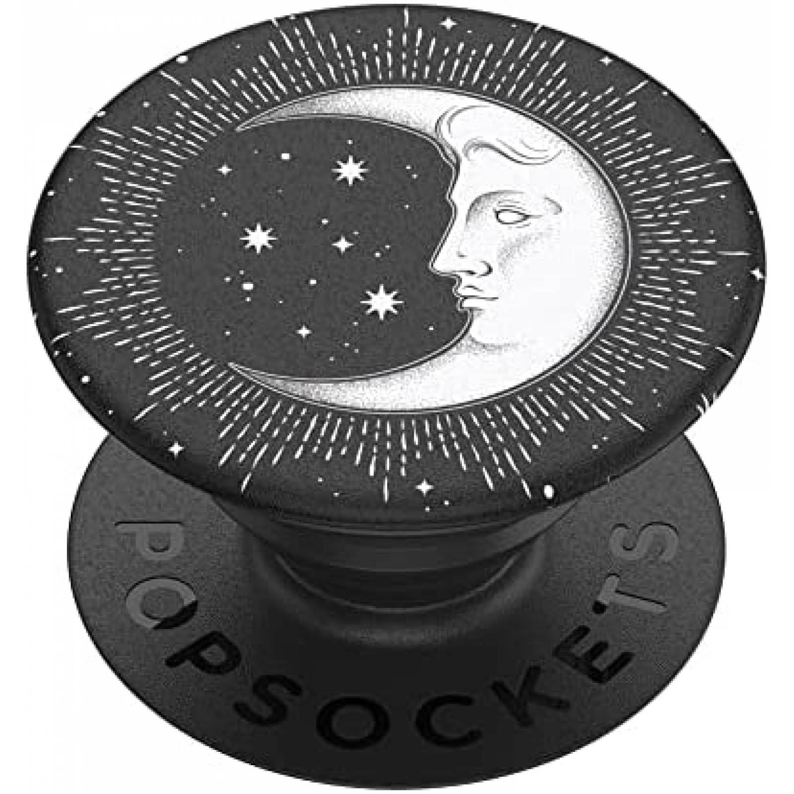 Agarre para Celular PopSockets de Luna con Rostro -Negro