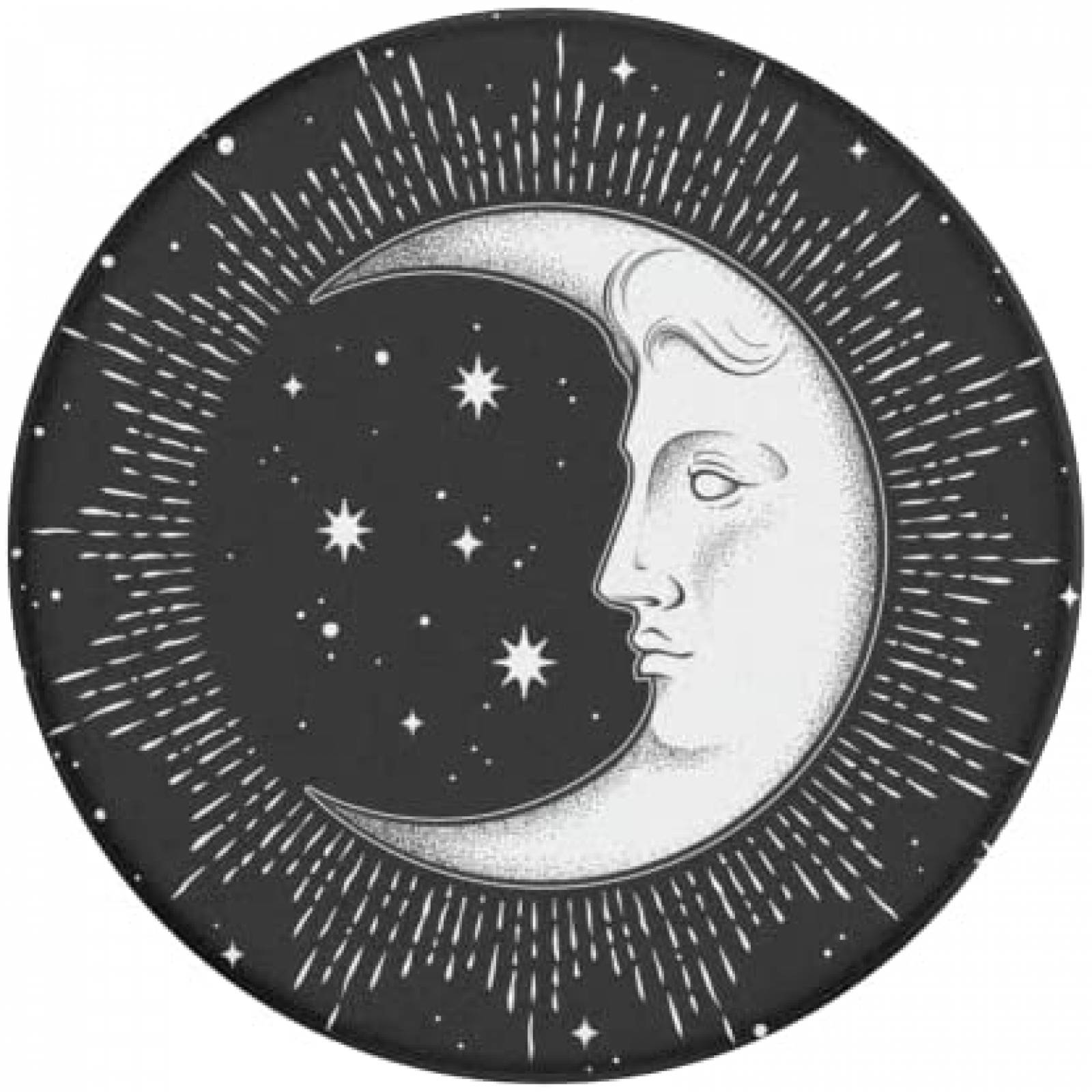 Agarre para Celular PopSockets de Luna con Rostro -Negro