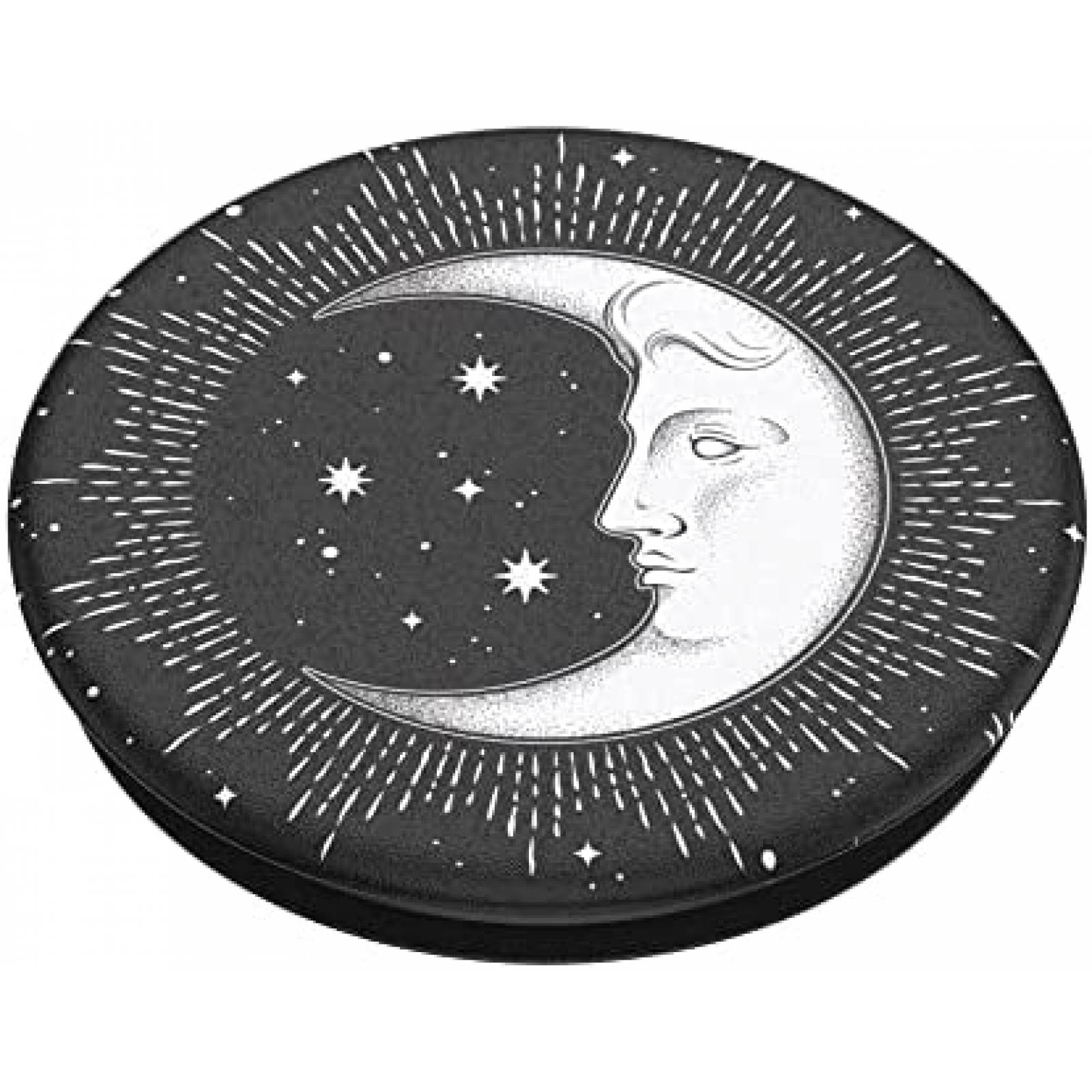 Agarre para Celular PopSockets de Luna con Rostro -Negro