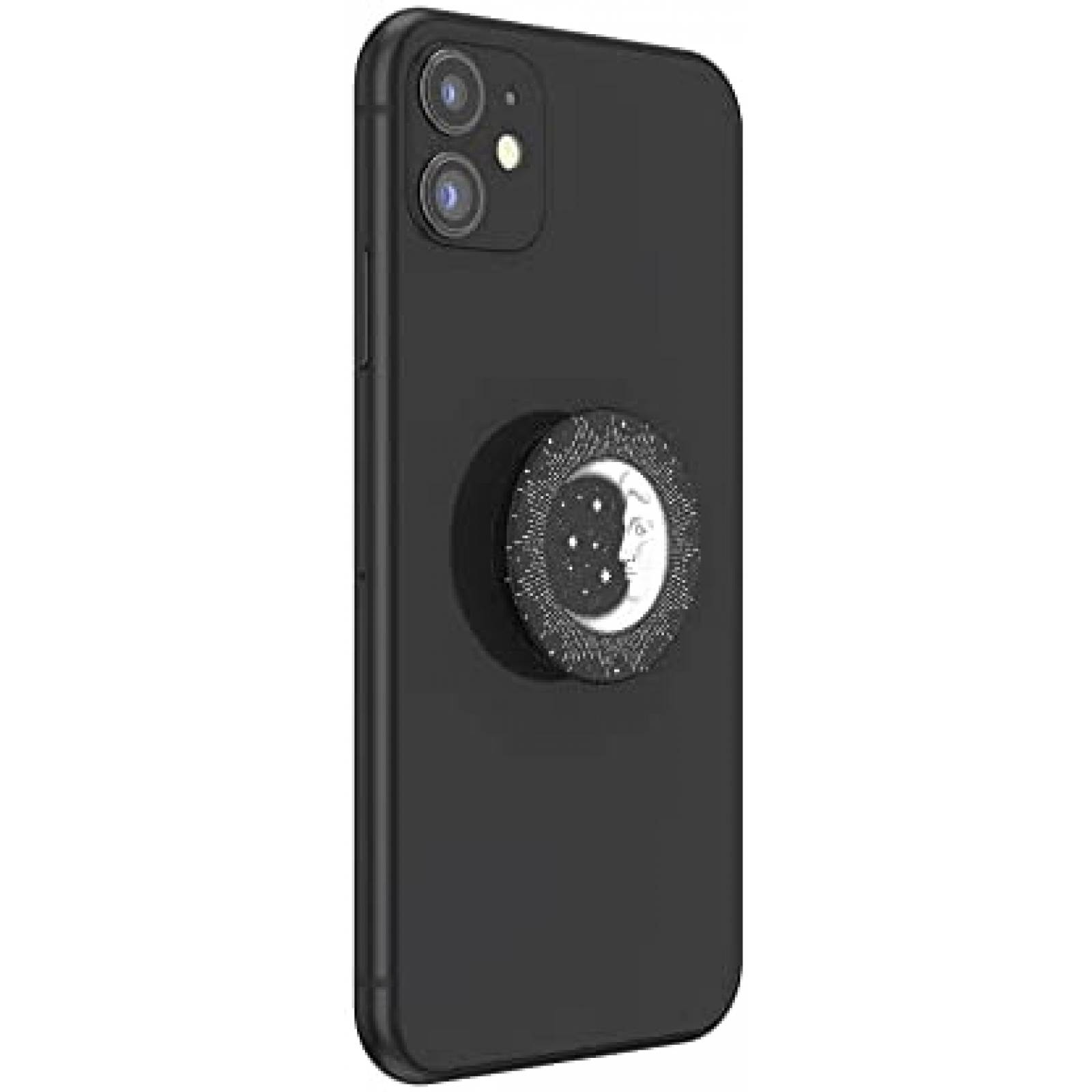 Agarre para Celular PopSockets de Luna con Rostro -Negro