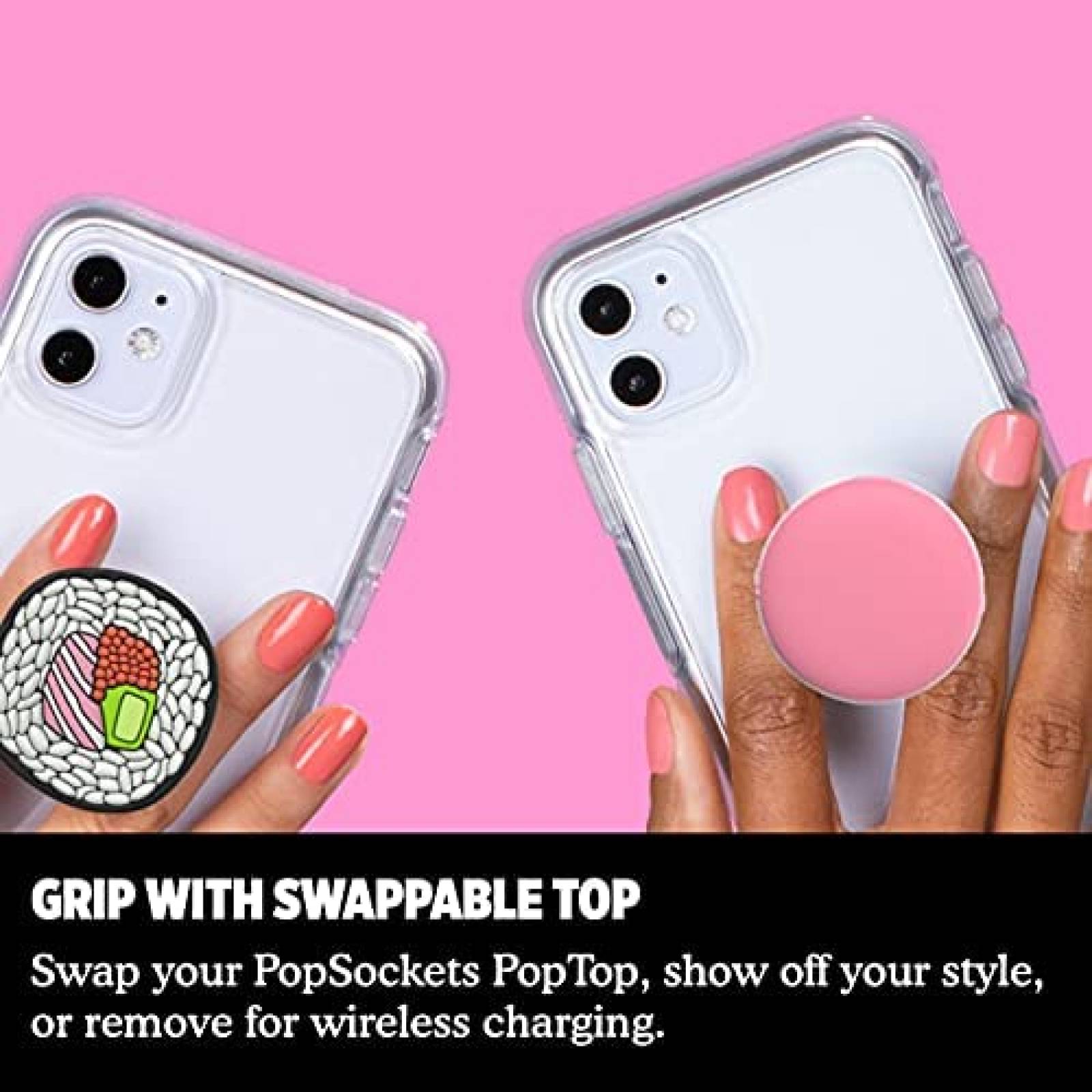 Soporte de celular PopSockets PopGrip intercambiable -Rosa