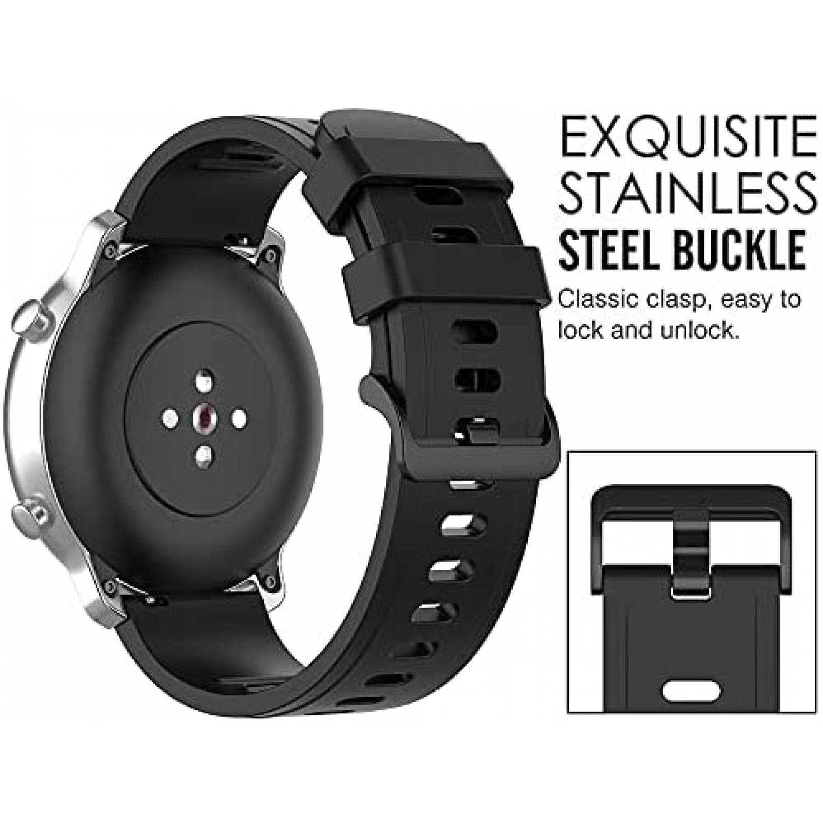 Correa smartwatch QGHXO amazfit GTS Silicon 42mm -Negro