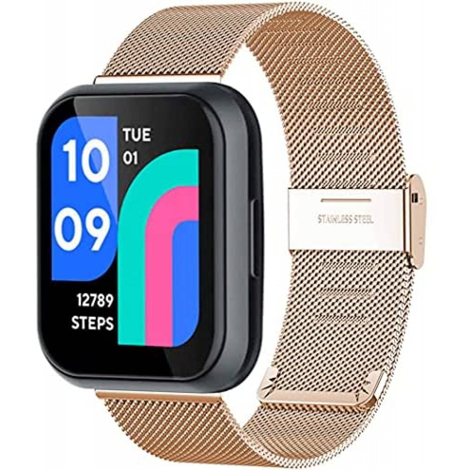 Correa de Acero Qunions para Reloj Wyze 47/1.732'' -Negro