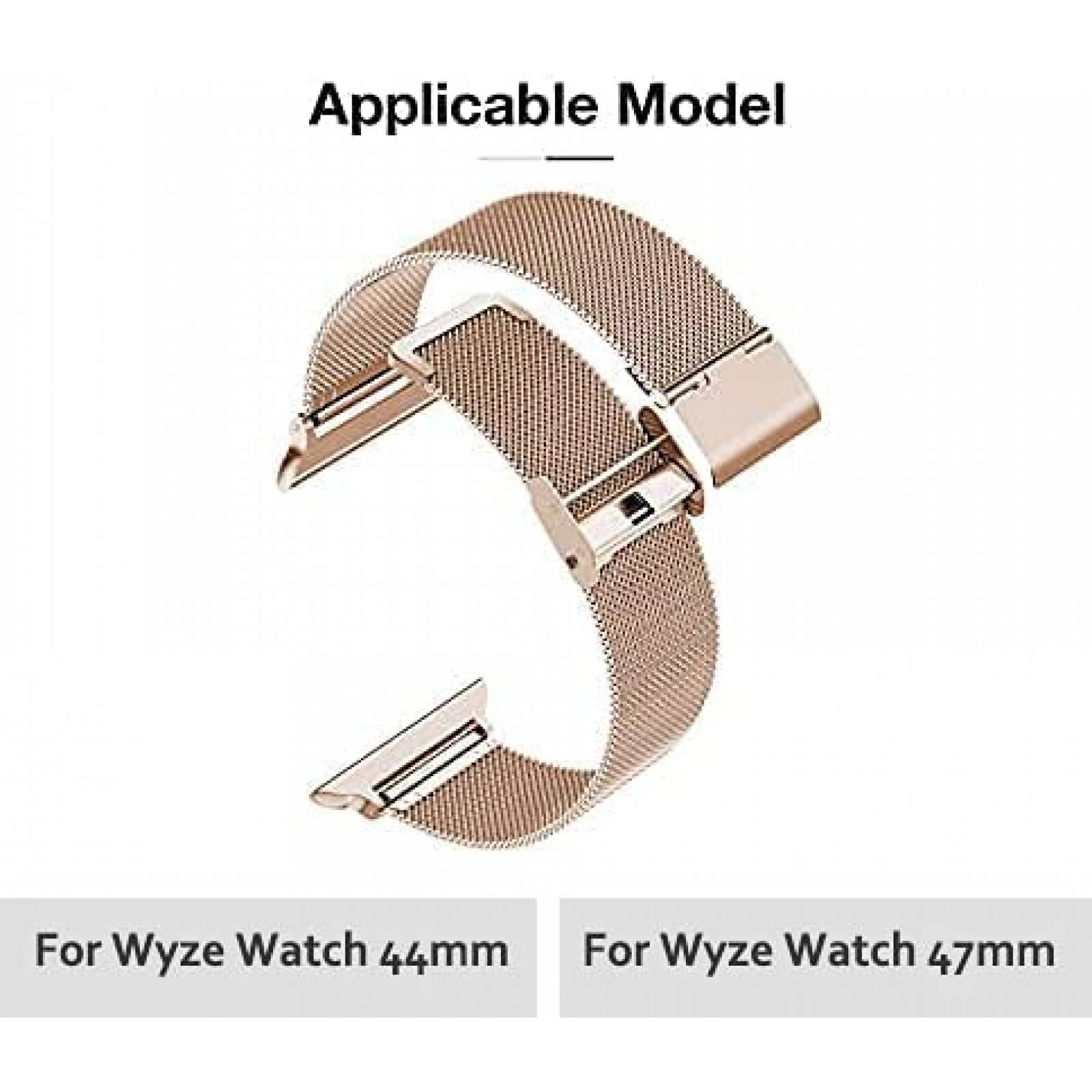 Correa de Acero Qunions para Reloj Wyze 47/1.732'' -Negro