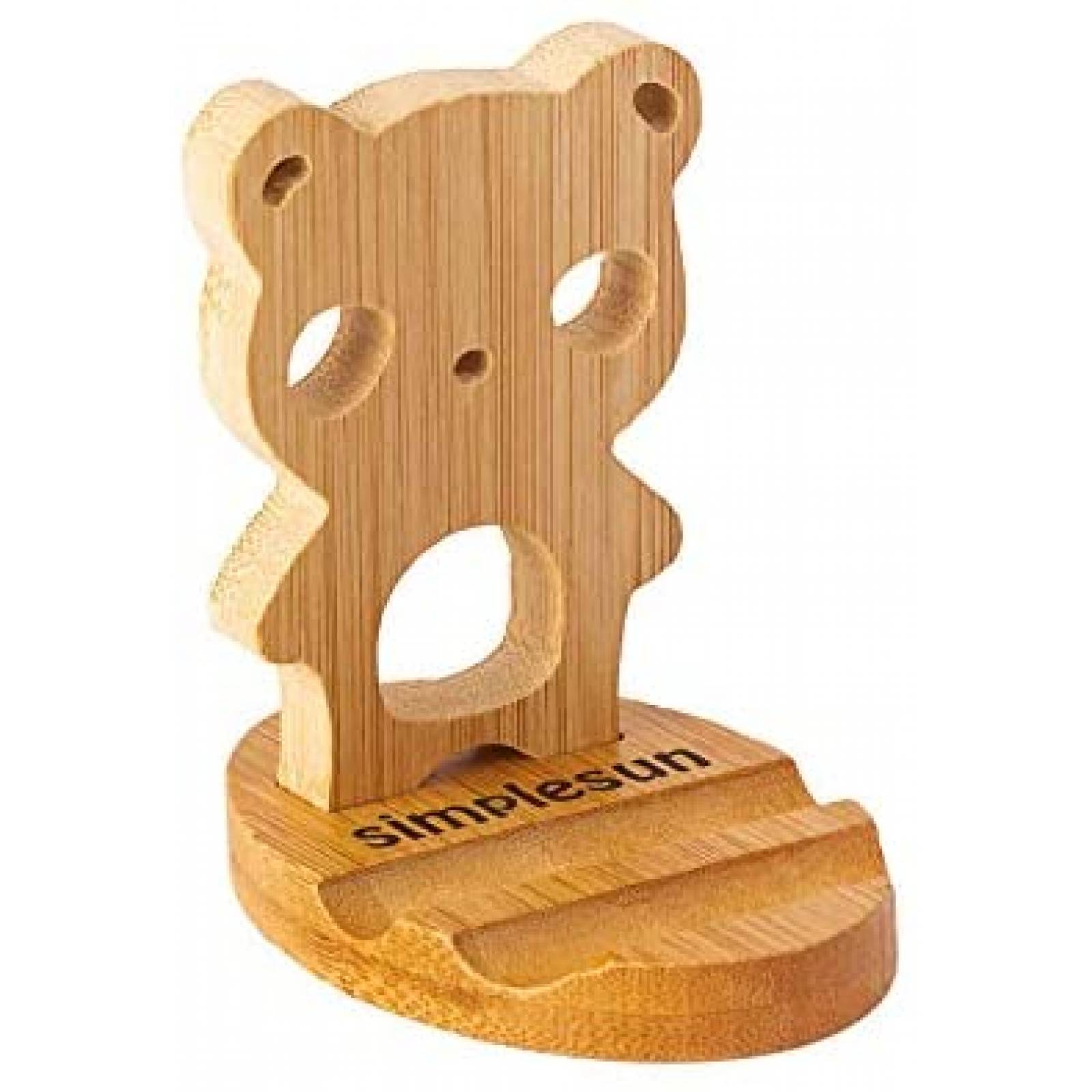Soporte Simplesun Oso De Bambu Para Celular -Madera