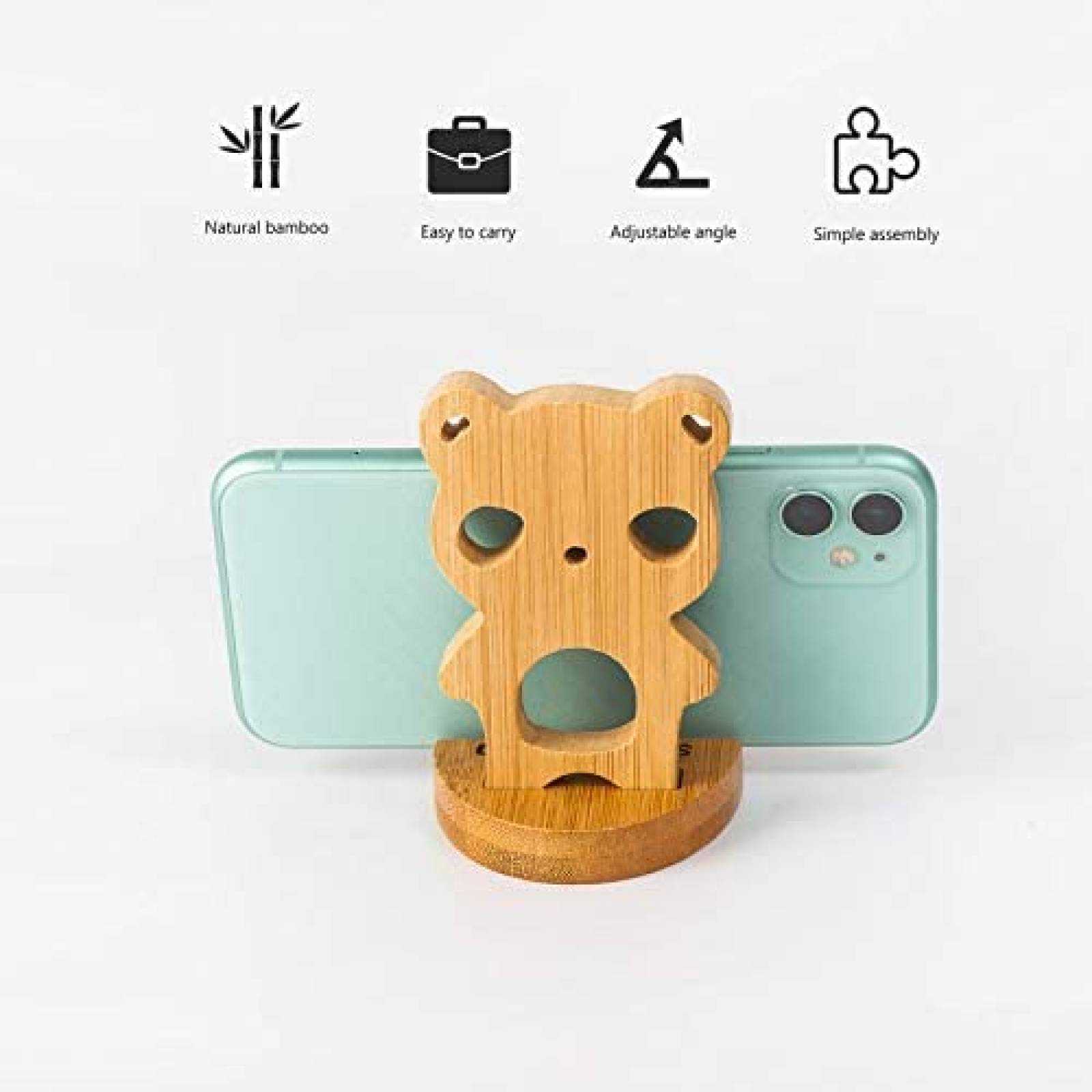 Soporte Simplesun Oso De Bambu Para Celular -Madera