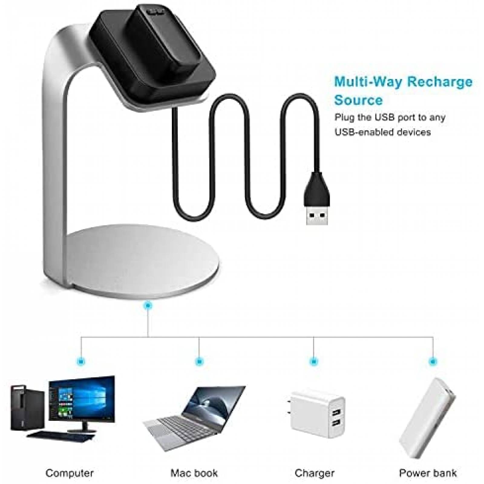 Cargador smartwatch Voakod Fitbit Luxe Compatible Aluminio