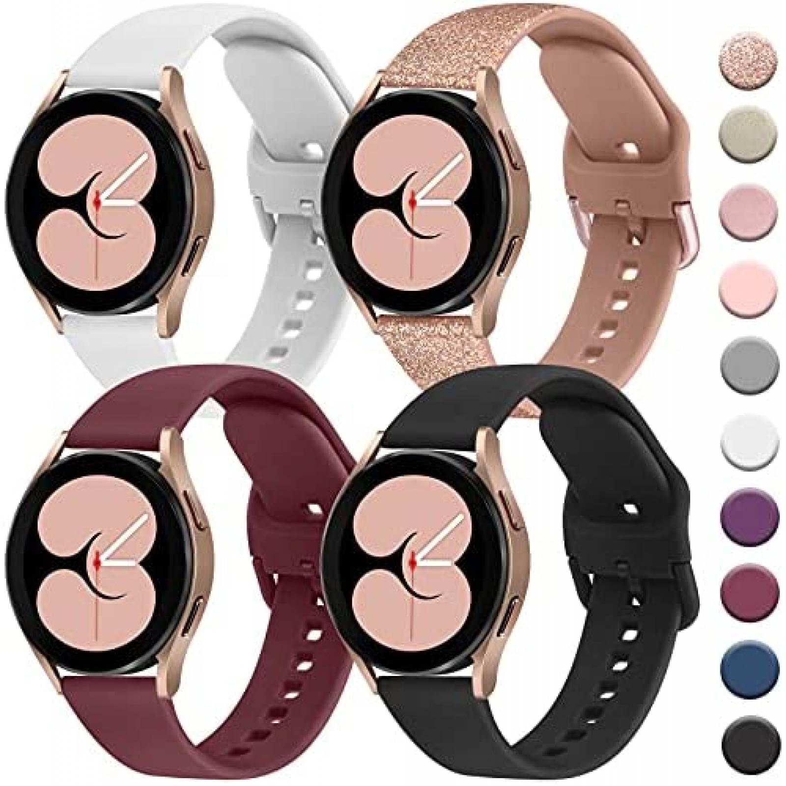Bandas de reloj inteligente 42mm Reemplazo Adju-stable Smartwatch Correas  para Samsung Galaxy Watch4 Correa de silicona suave Pulsera