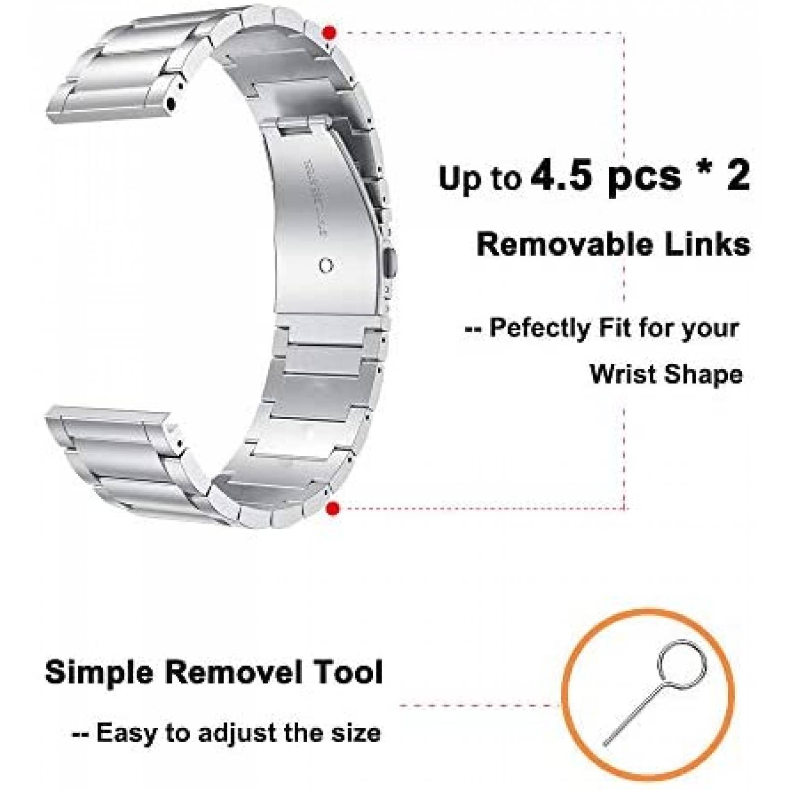 Correa smartwatch YEEJOK Fossil Gen 5 22mm Compatible Metal