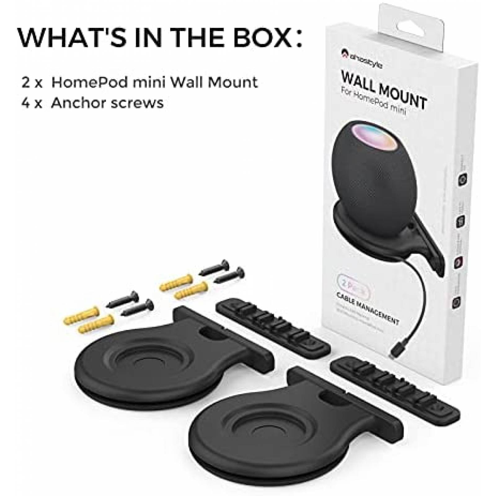 Soporte de Pared AhaStyle 2pzas para HomePod mini -Negro