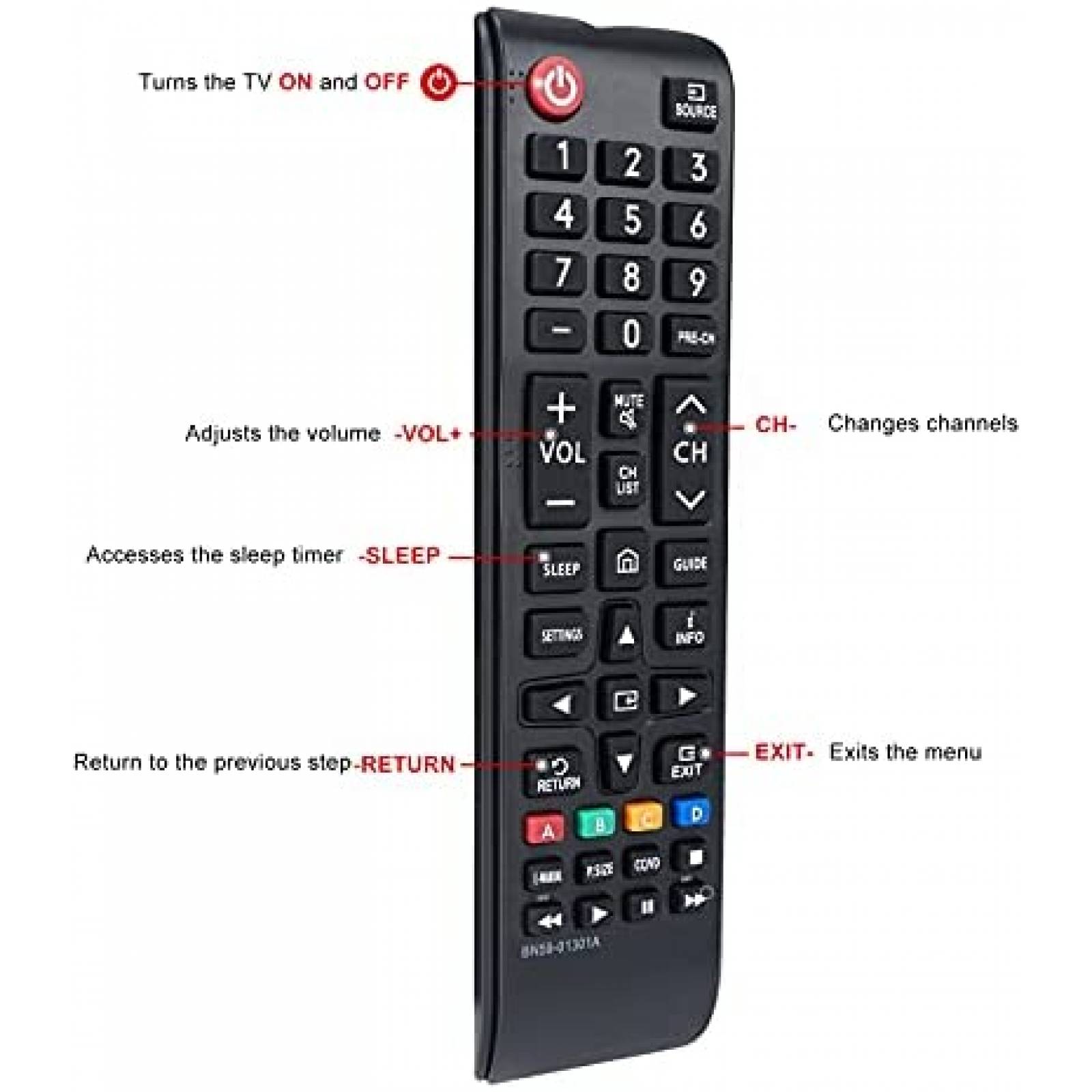 Control para television LED Samsung AWO con baterias -Negro