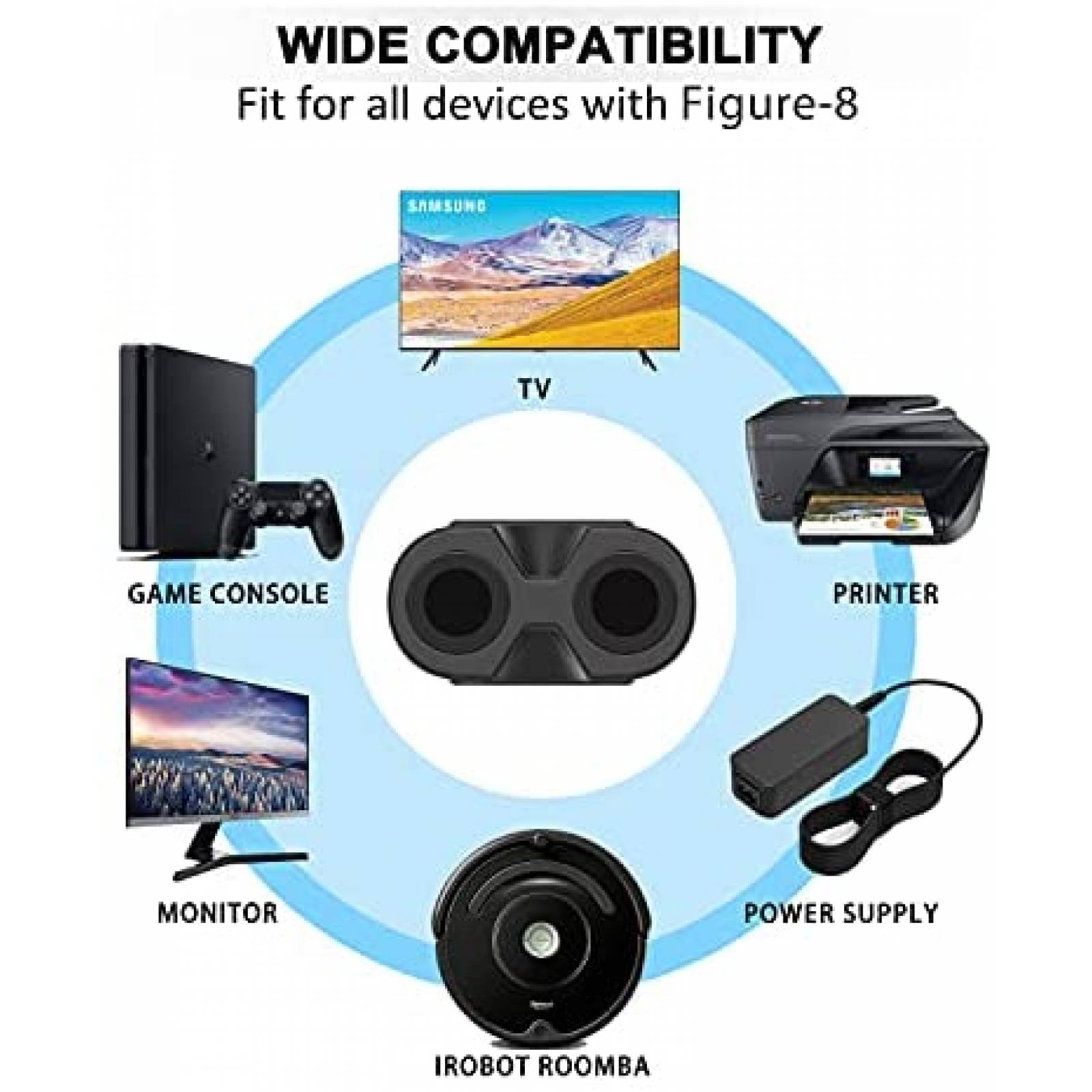 Cable de 2 dientes sin polarizar Bicmice 6ft 18AWG -Negro