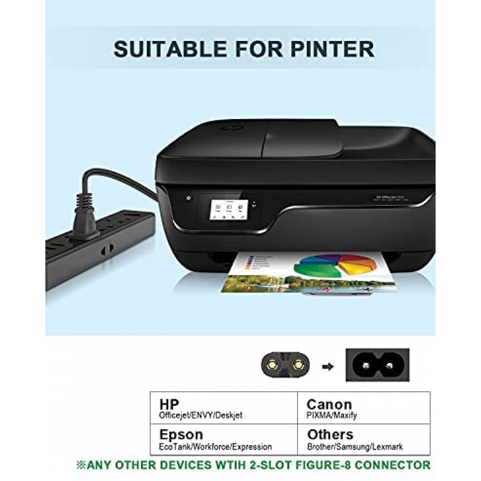 Cable de 2 dientes sin polarizar Bicmice 6ft 18AWG -Negro