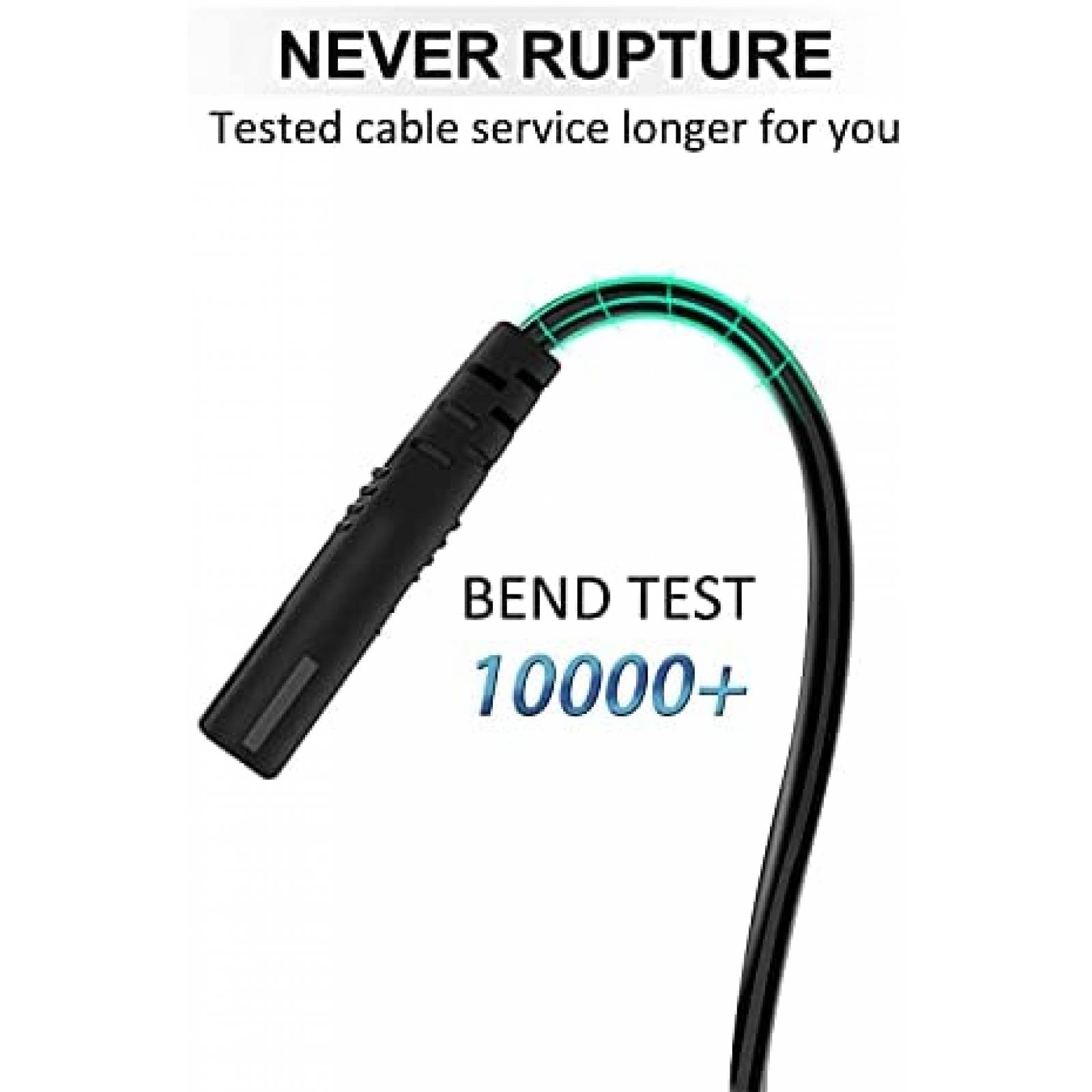 Cable de 2 dientes sin polarizar Bicmice 6ft 18AWG -Negro