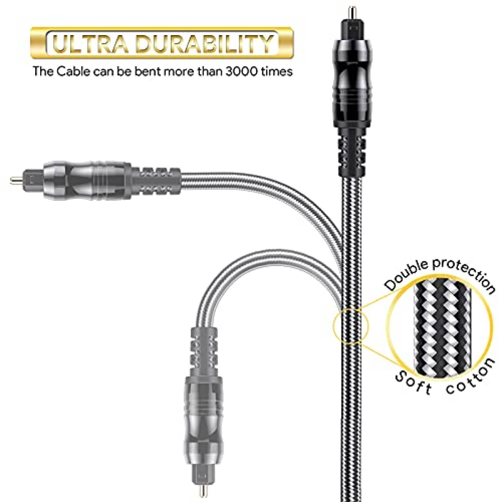 Cable de Audio optico CGCWW S/PDIF de 15 Pies -Negro