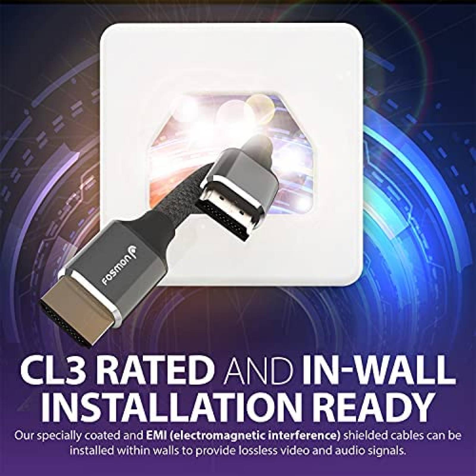 Cable FOSMON 10 ft HDMI 2.1 60Hz Ultra Alta Velocidad 48Gbps